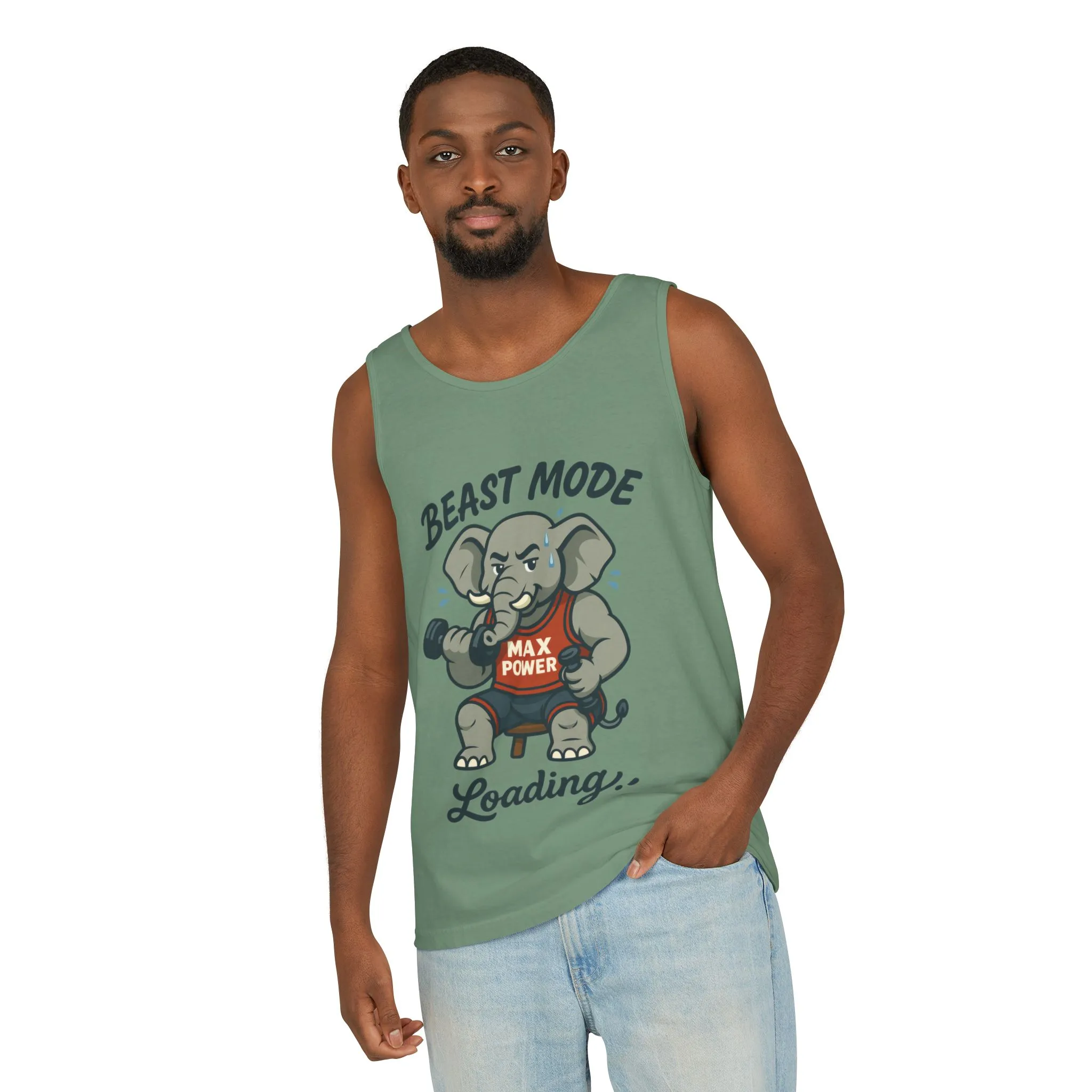 Beast Mode Elephant Gym Tank Top, Funny Workout Muscle Tank, Max Power Fitness Tank, Beast Mode Loading Mens Gym Top, Fitness Apparel - Image 12