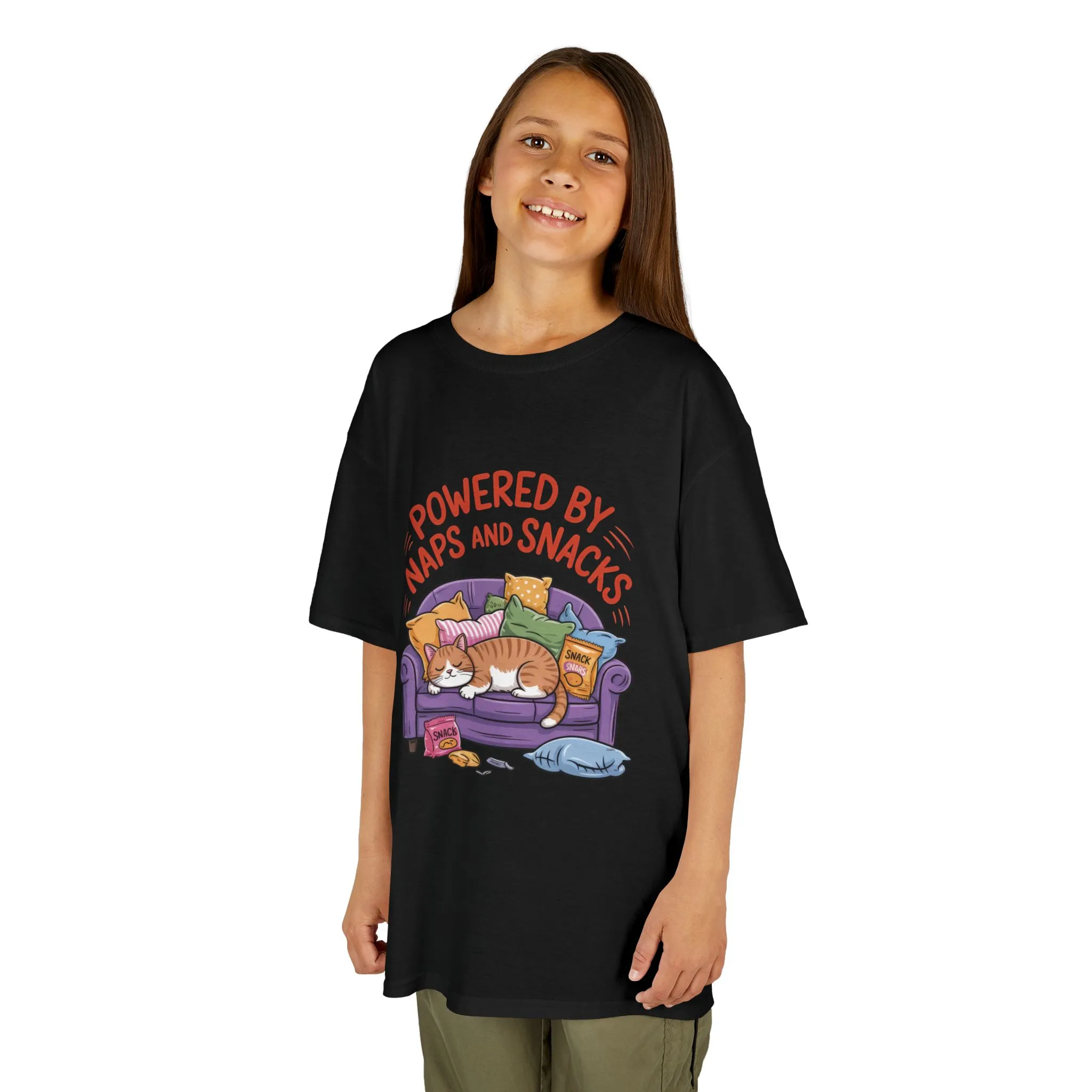 Kids Powered by Naps and Snacks Tee, Funny Kids T-Shirt, Cat Lover Gift, Birthday Present, Cute Cotton Tee, Everyday Wear - Image 8