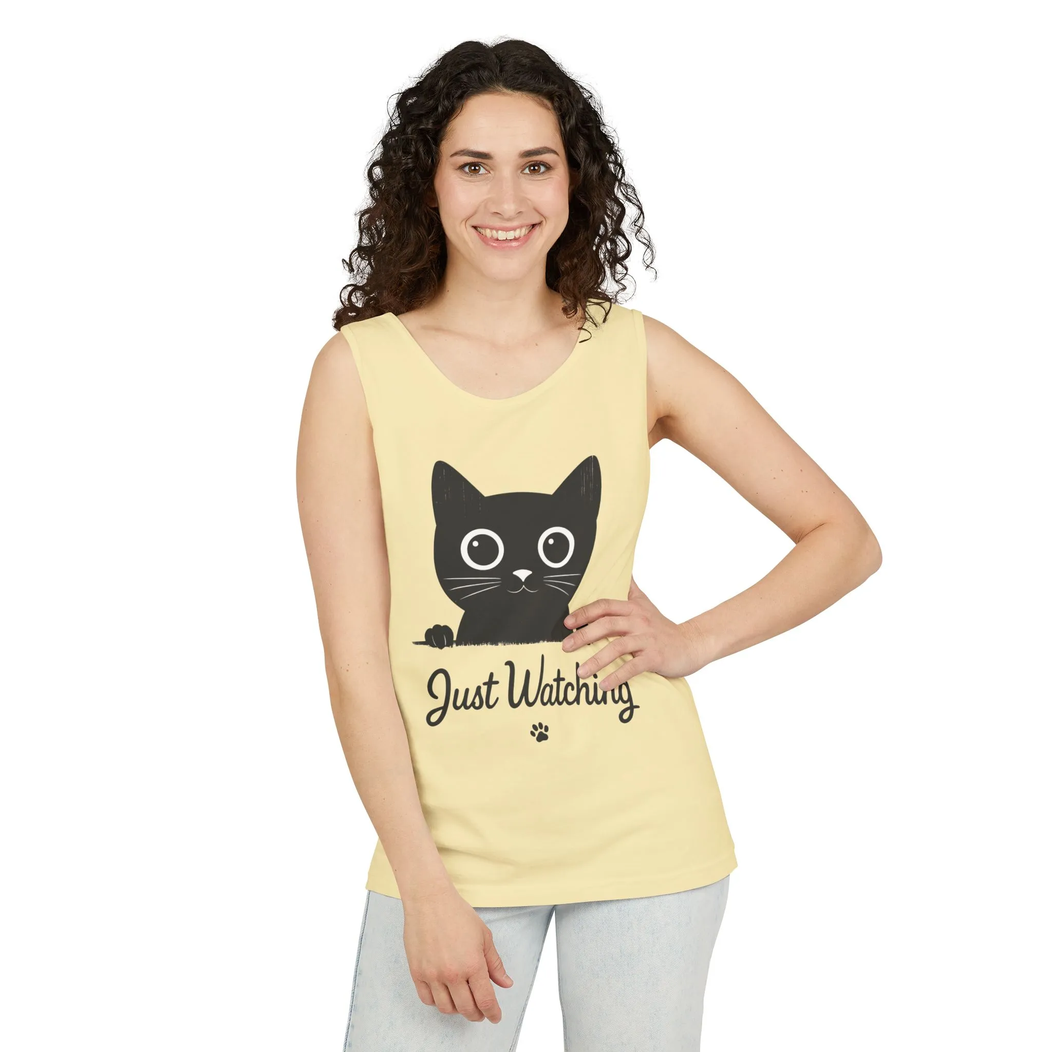 Just Watching Cat Womens Tank Top - Cute Black Kitty Sleeveless Shirt - Funny Summer Cat Lover Gift, Summer Beach Wear, Pet Themed Apparel - Image 6