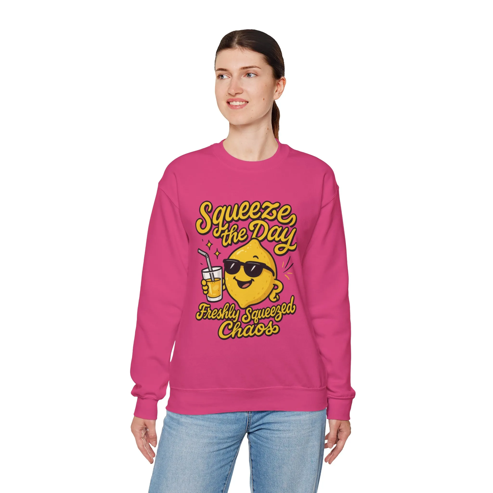 Funny Lemon Womens Sweatshirt - Squeeze The Day Freshly Squeezed Chaos Cozy Pullover - Citrus Positive Crewneck Sweatshirt, Cheerful Fashion - Image 33