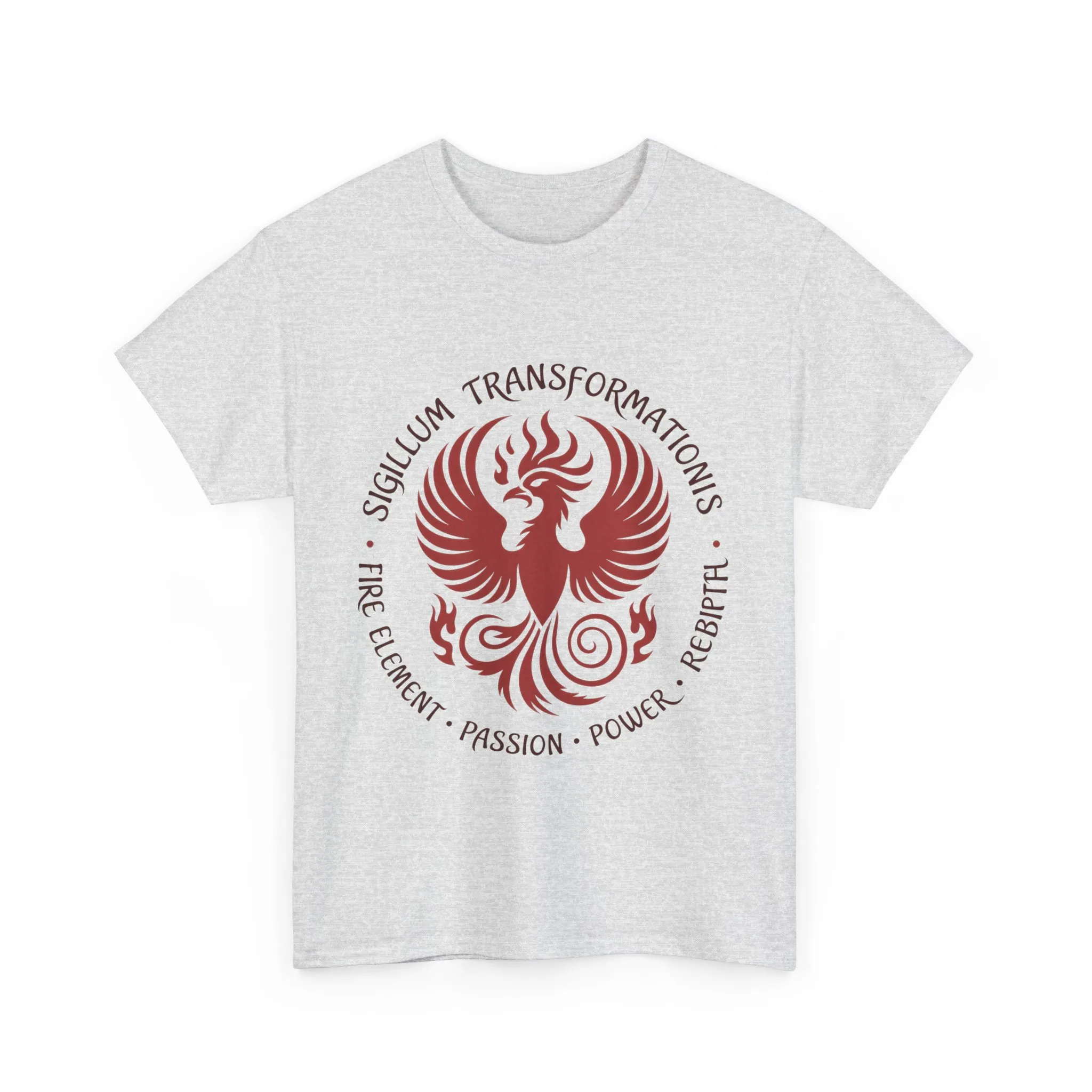 Phoenix Fire Element T-Shirt, Sigillum Transformationis Seal, Passion Power Rebirth Totem, Phoenix Symbol Unisex Tee, Spiritual Tee - Image 2