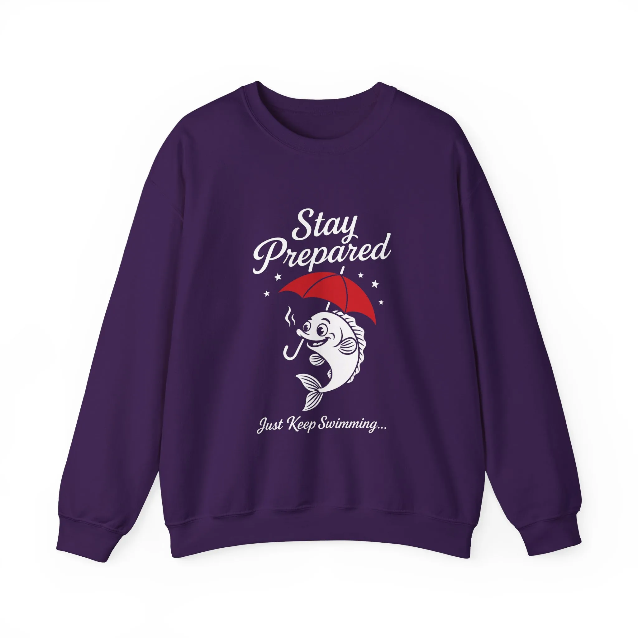 Funny Fish Womens Crewneck Sweatshirt - Stay Prepared Just Keep Swimming Nautical Pullover - Cozy Positive Gift, Fishing Humor - Image 19