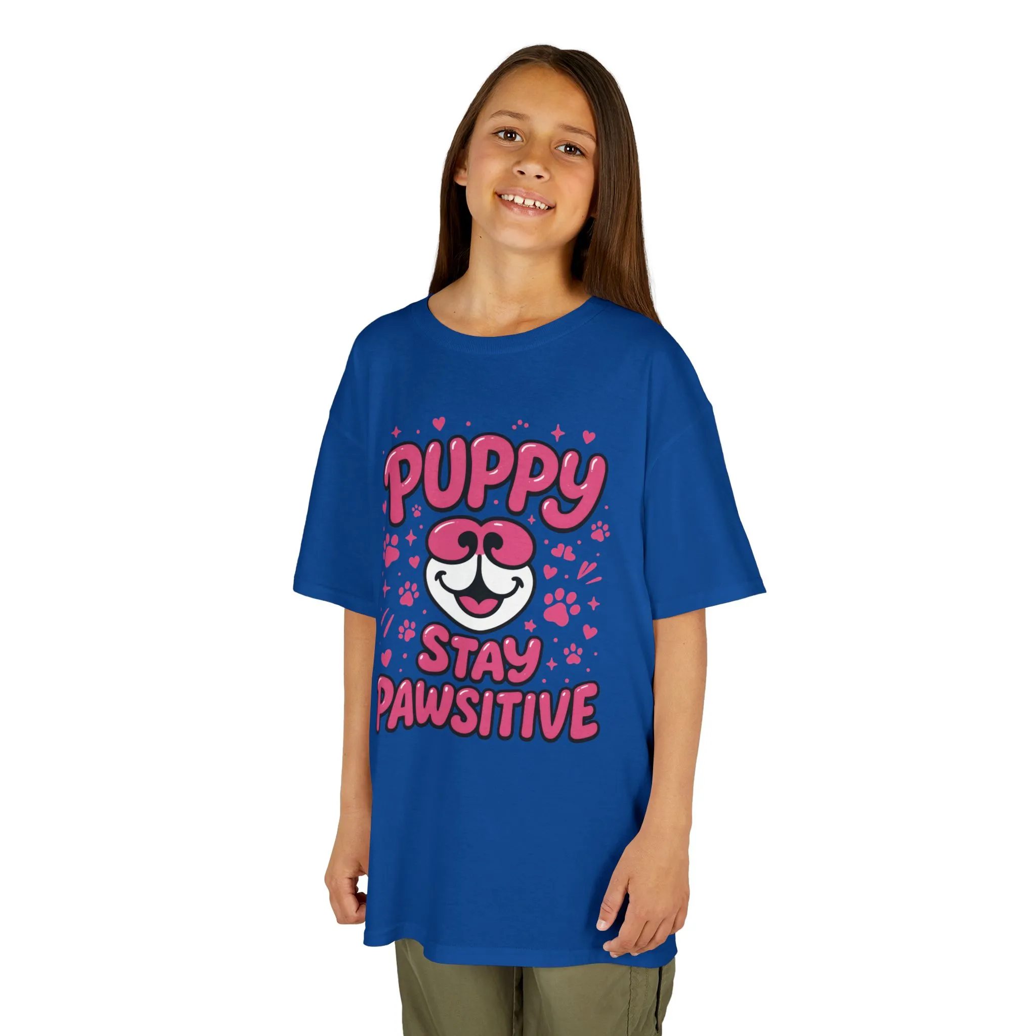 Puppy Stay Pawsitive Youth T-Shirt - Cute Positive Dog Shirt for Teens - Fun Puppy Paw Graphic Kids Tee, Kids Gift, Pet Lover Shirt - Image 16