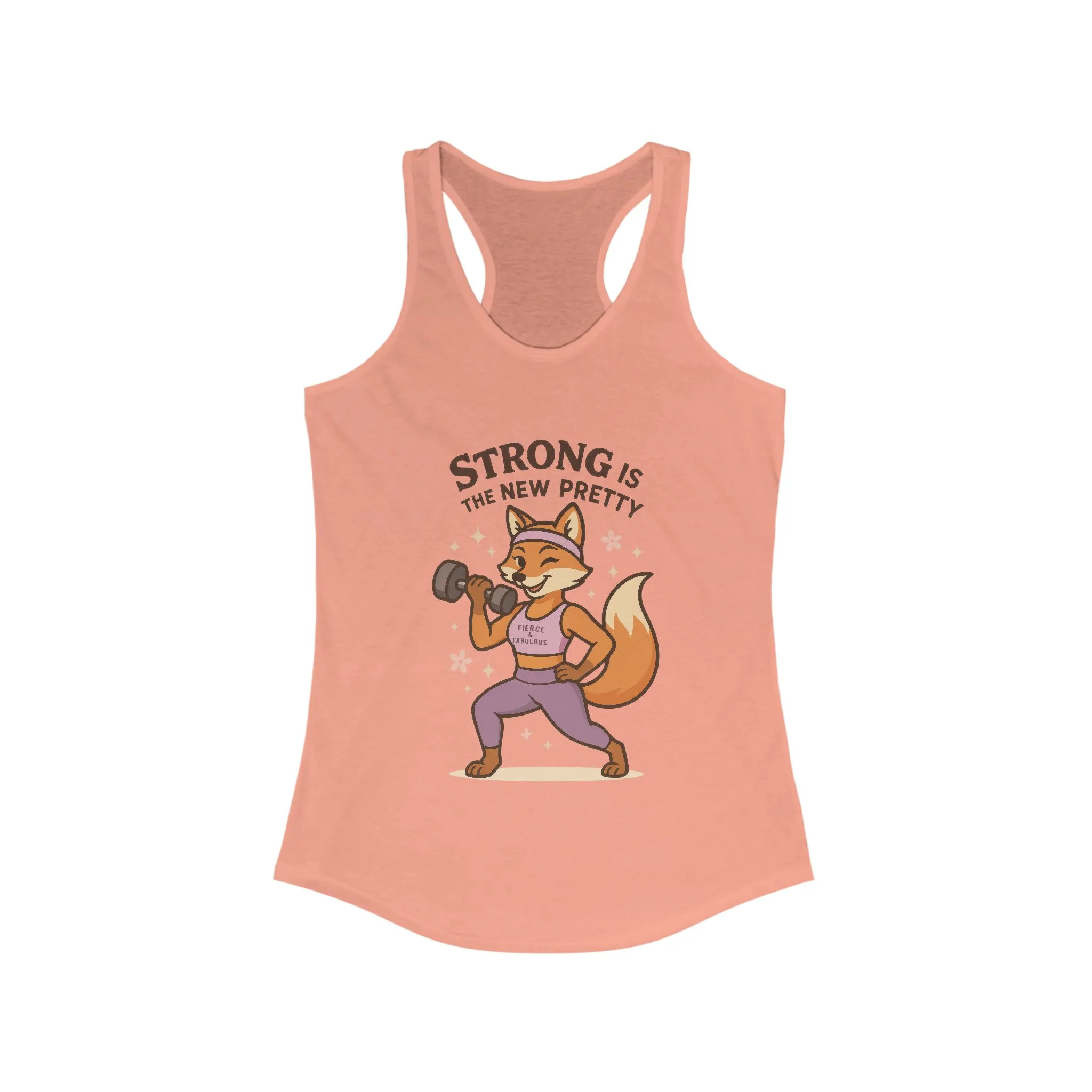 Strong is the New Pretty Tee, Inspirational Tank, Fitness Apparel, Gift for Her, Motivational Top, Cute Fox Design, Womens Gym Tank Top - Image 5