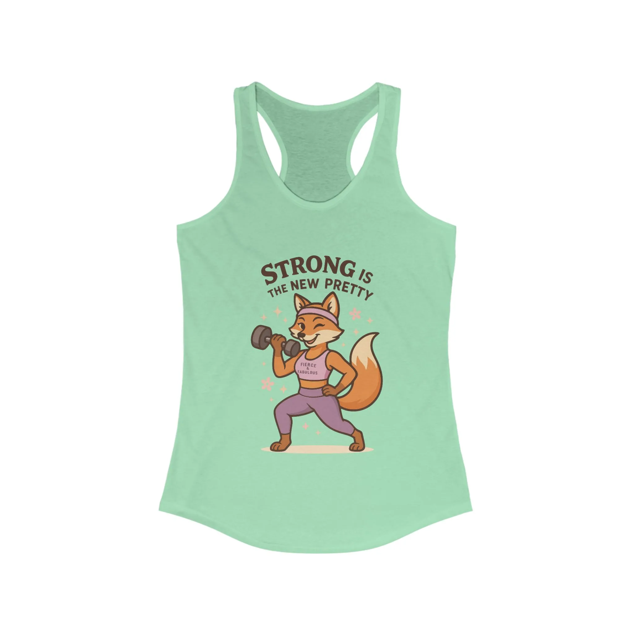 Strong is the New Pretty Tee, Inspirational Tank, Fitness Apparel, Gift for Her, Motivational Top, Cute Fox Design, Womens Gym Tank Top - Image 11
