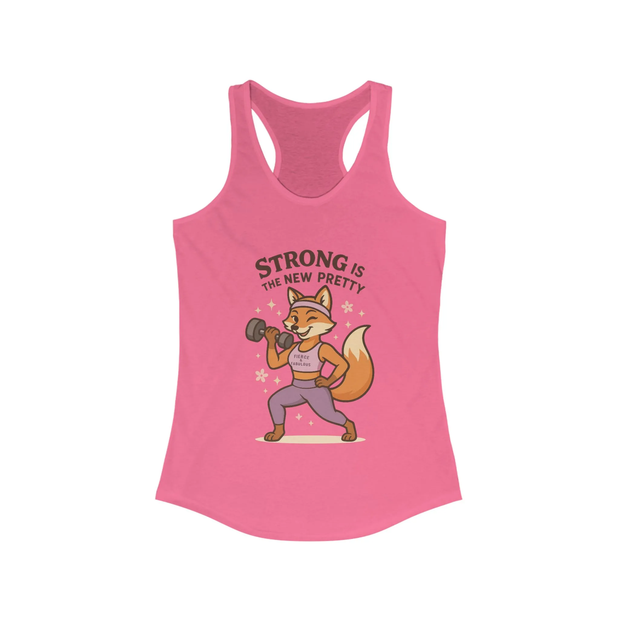 Strong is the New Pretty Tee, Inspirational Tank, Fitness Apparel, Gift for Her, Motivational Top, Cute Fox Design, Womens Gym Tank Top - Image 15