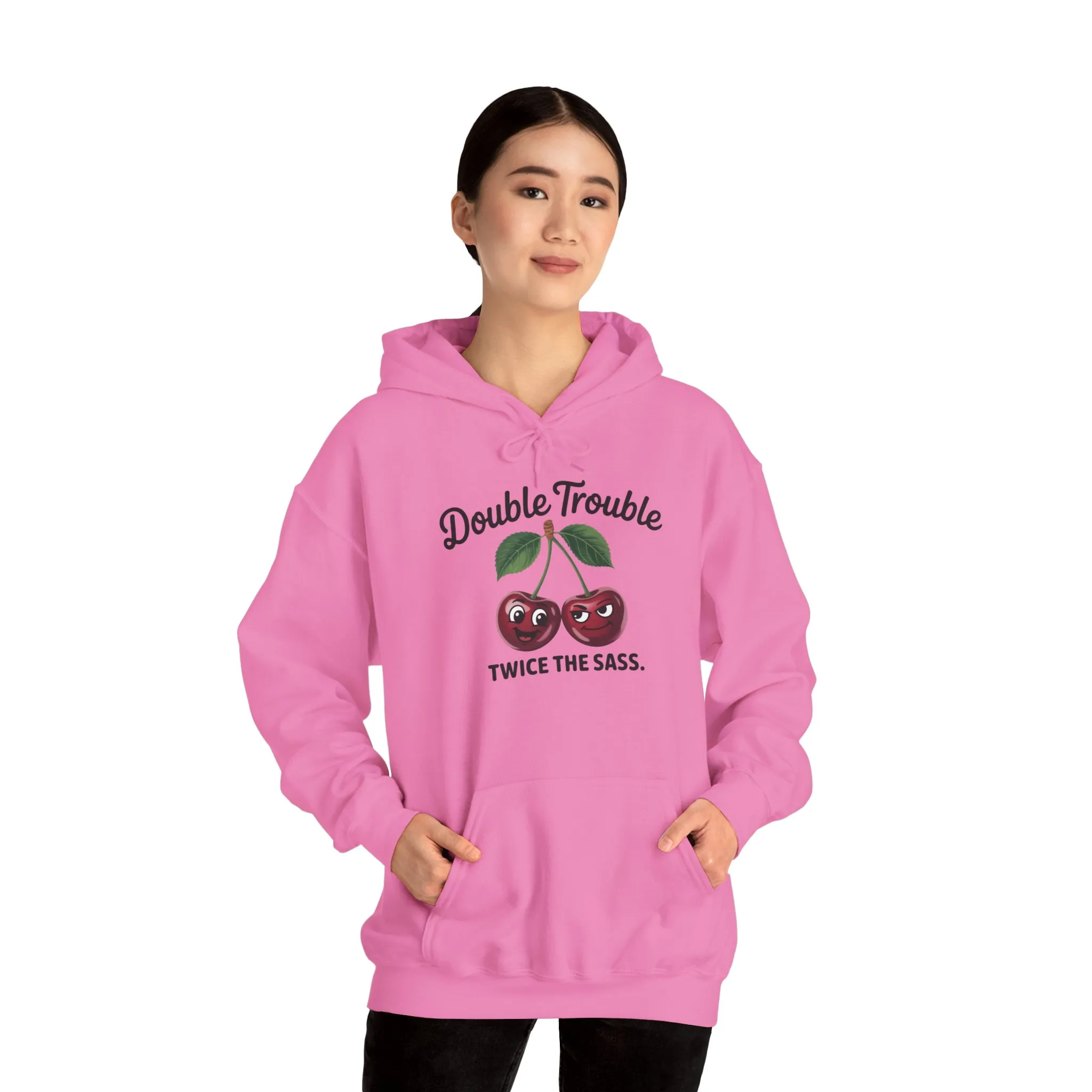 Double Trouble Cherry Hoodie, Cute Funny Womens Hooded Sweatshirt, Twice The Sass Fruit Graphic Pullover, Sassy Cherry Hooded Top - Image 35