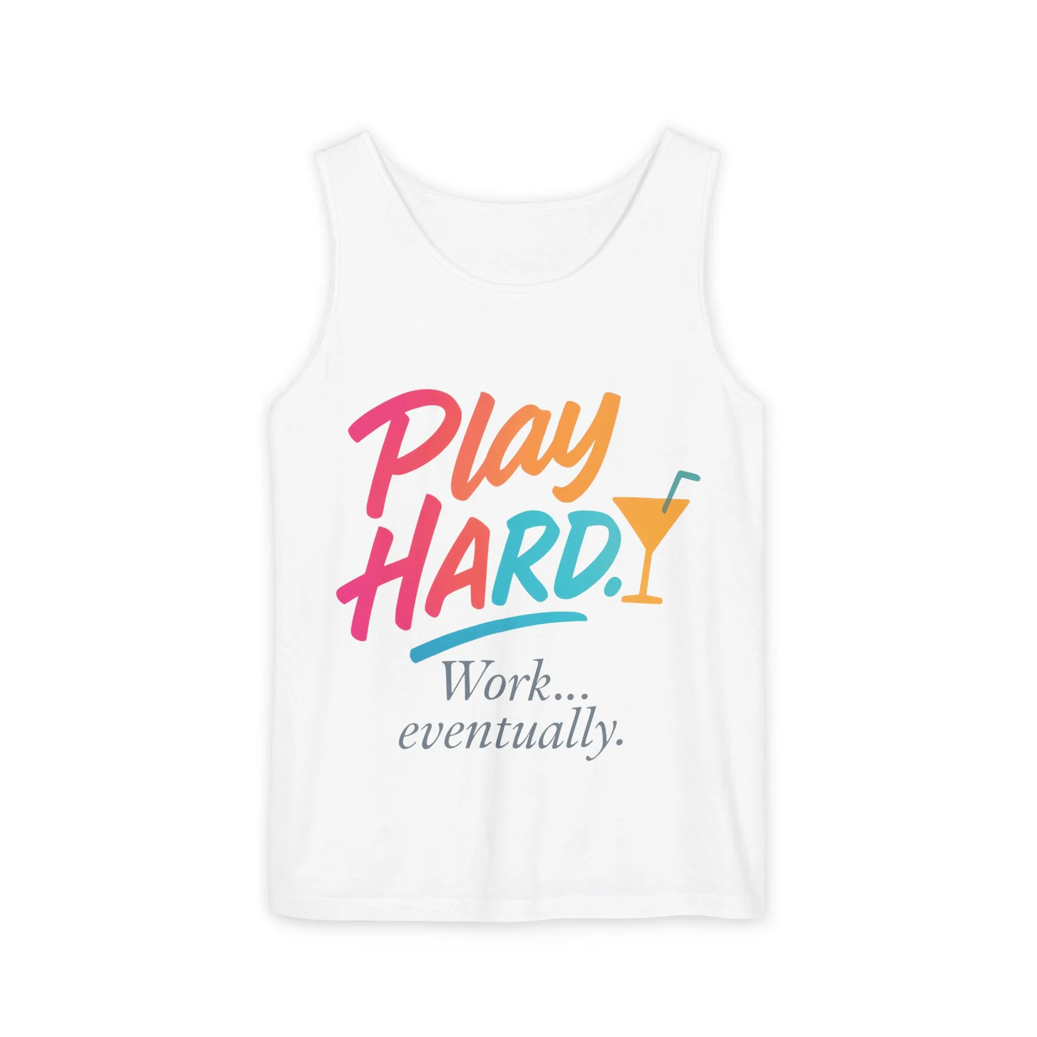 Play Hard Work Eventually Tank Top - Casual Summer Apparel, Womens Beachwear, Resort Wear, Gift for Friends, Vacation Essential - Image 2