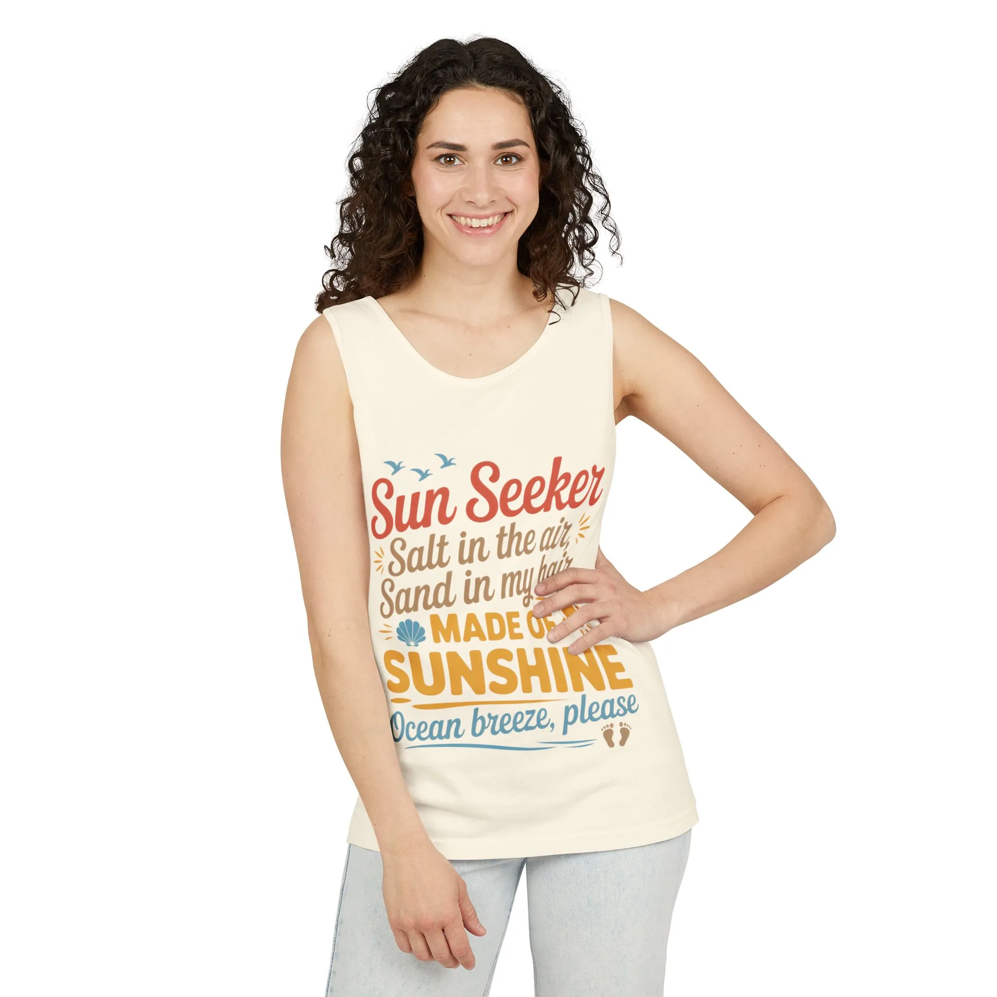 Sun Seeker Summer Quote Tank Top, Made of Sunshine Beach Vibes Tee, Ocean Breeze Please Tank Top for Women, Salt in the Air Sand Top - Image 6