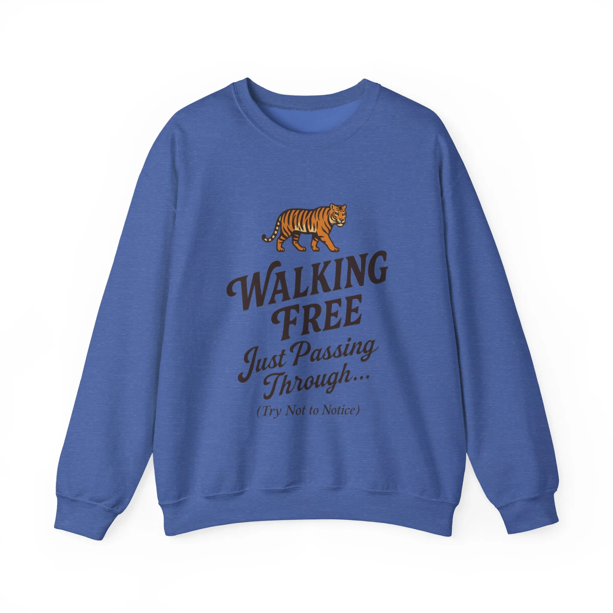 Funny Tiger Mens Crewneck Sweatshirt - Walking Free Cozy Wild Animal Pullover - Motivational Sweatshirt, Inspirational Apparel - Image 19