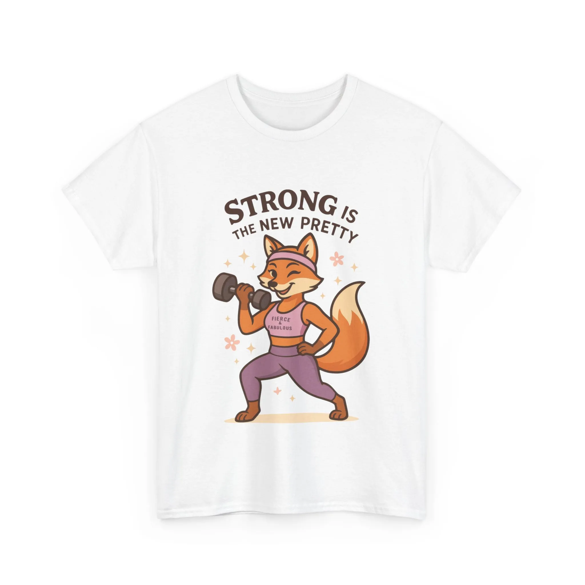 Strong is the New Pretty Womens Tee, Inspirational T-Shirt, Fitness Apparel, Gift for Her, Motivational Top, Cute Fox Design, Womens Gym T-Shirt - Image 4