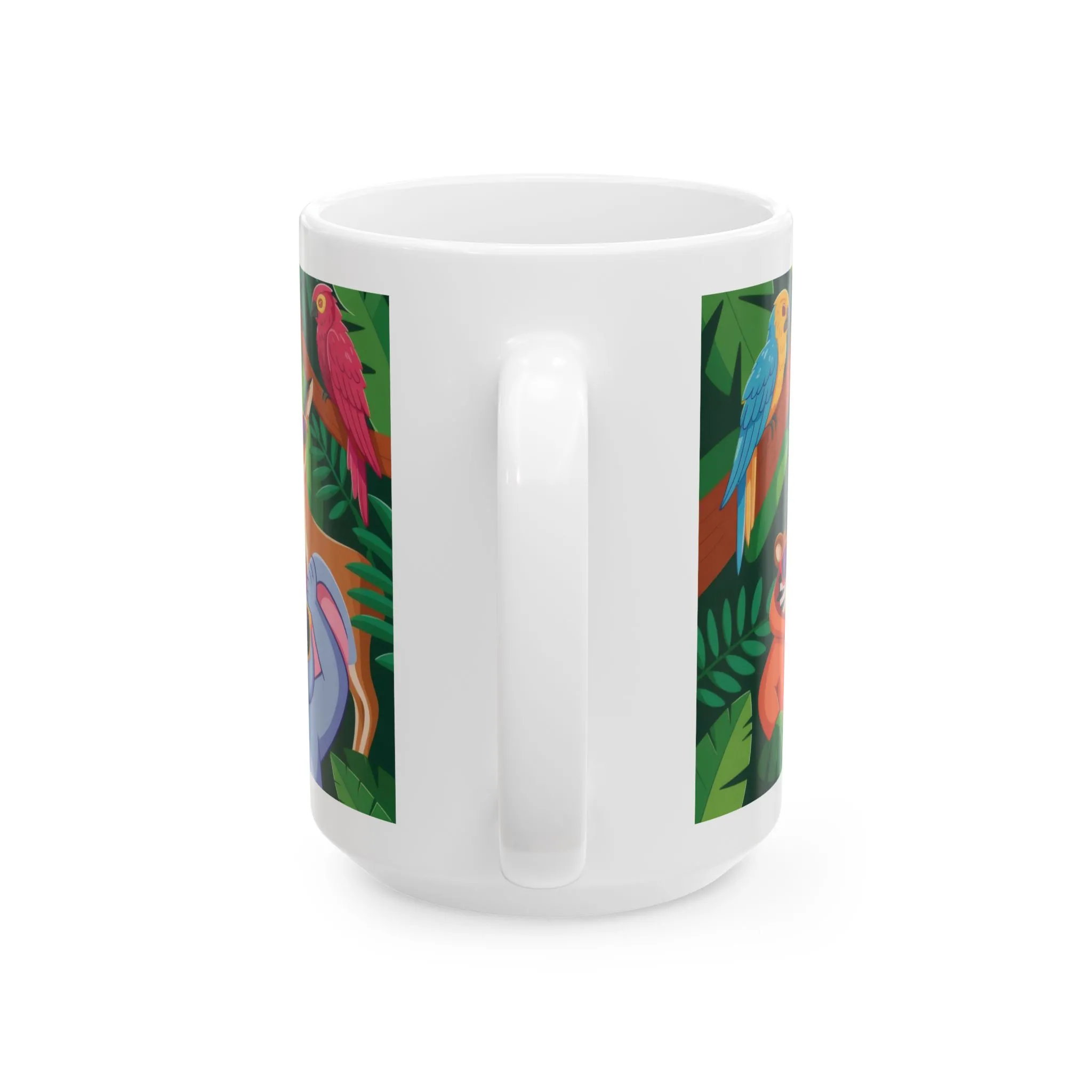 Vibrant Jungle Friends Mug 15oz, Fun Drinkware for Animal Lovers, Coffee Tea Mug, Gift for Kids, Birthday Party Favor, Nature Decor - Image 2