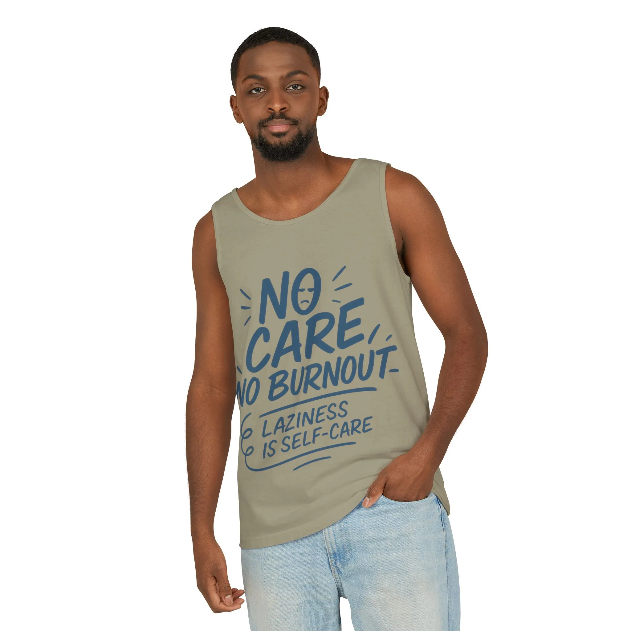 Mens Lazy Life Tank Top, No Care No Burnout Funny Quote, Workout Gym Sleeveless Shirt, Humor Gift for Him, Gift for Mental Health Awareness - Image 11