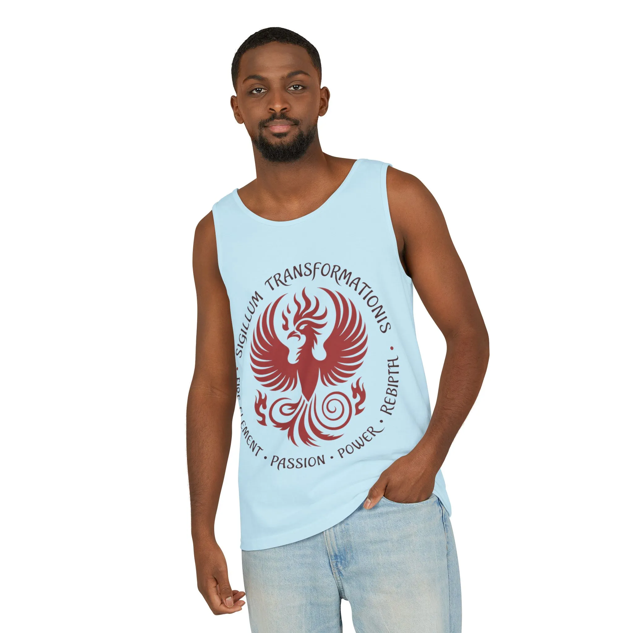Phoenix Fire Element Tank Top, Sigillum Transformationis Seal, Passion Power Rebirth Totem, Phoenix Symbol Unisex Tank, Spiritual Tee - Image 24