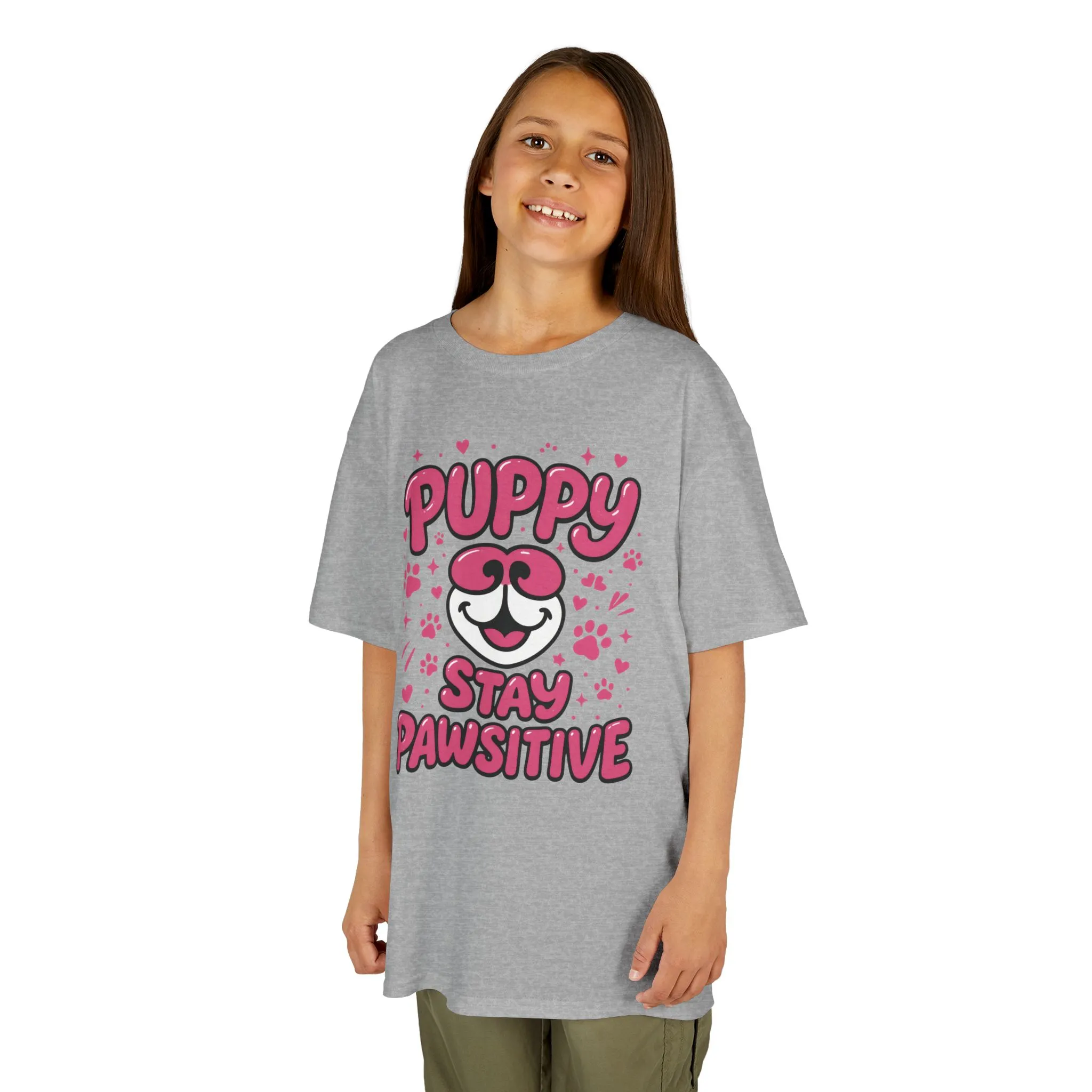 Puppy Stay Pawsitive Youth T-Shirt - Cute Positive Dog Shirt for Teens - Fun Puppy Paw Graphic Kids Tee, Kids Gift, Pet Lover Shirt - Image 8