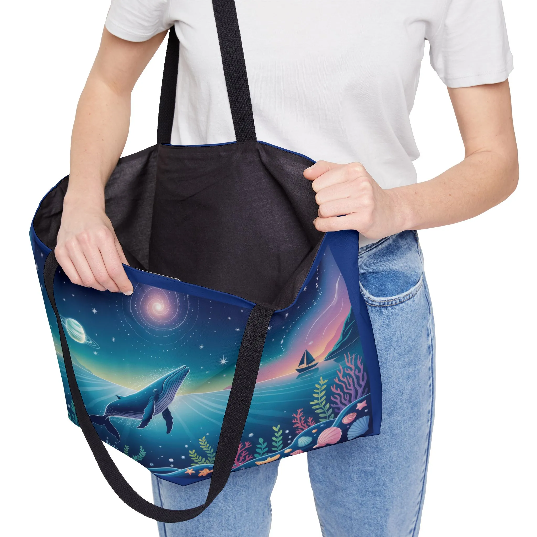 Whale Dreams Weekender Tote Bag - Ocean Sunset Carryall, Beach Bag, Travel Tote, Floral Design, Gift for Nature Lovers - Image 6