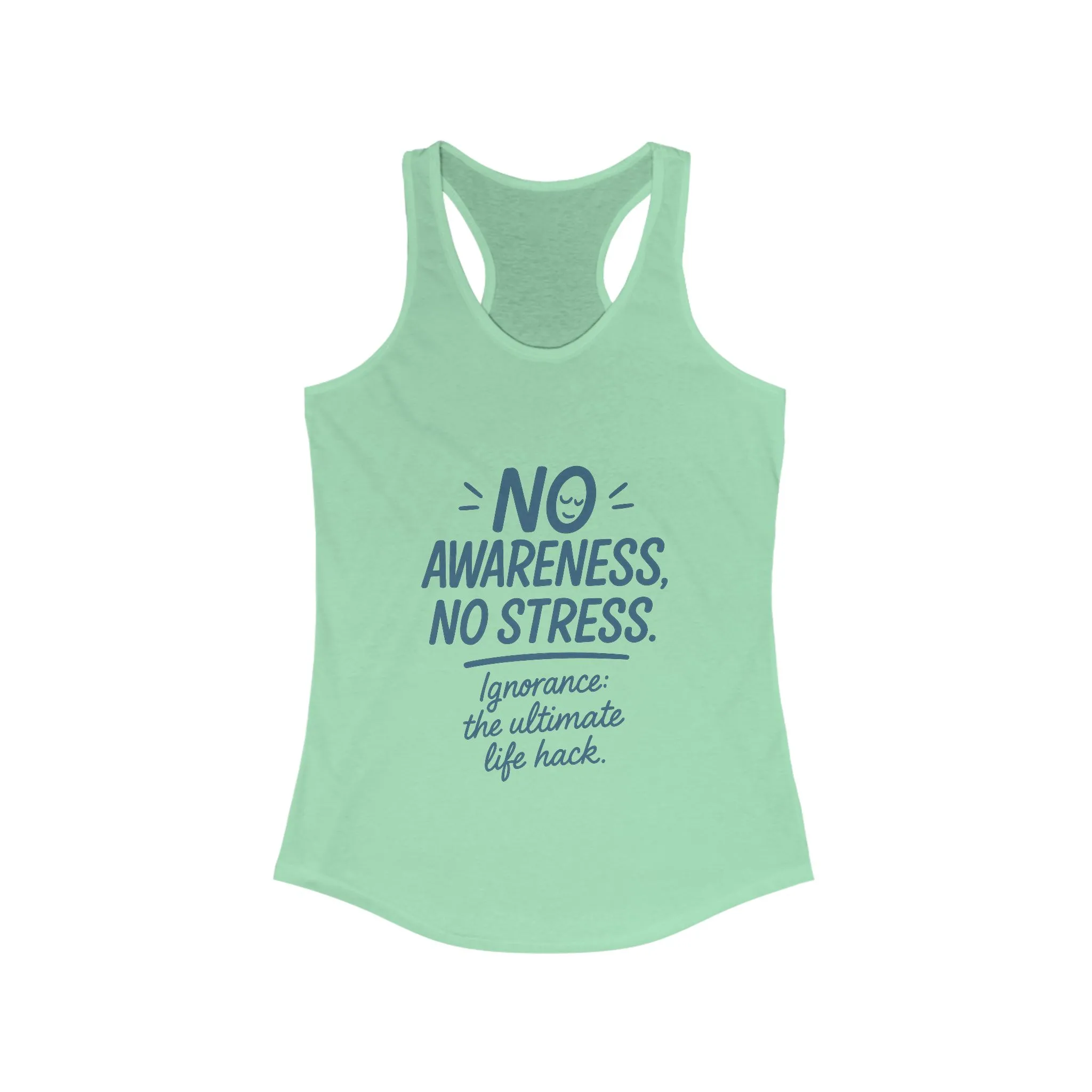 Womens No Awareness Racerback Tank Top, Funny No Stress Quote, Workout Sleeveless Shirt, Motivational Shirt, Yoga, Workout, Casual Wear - Image 9