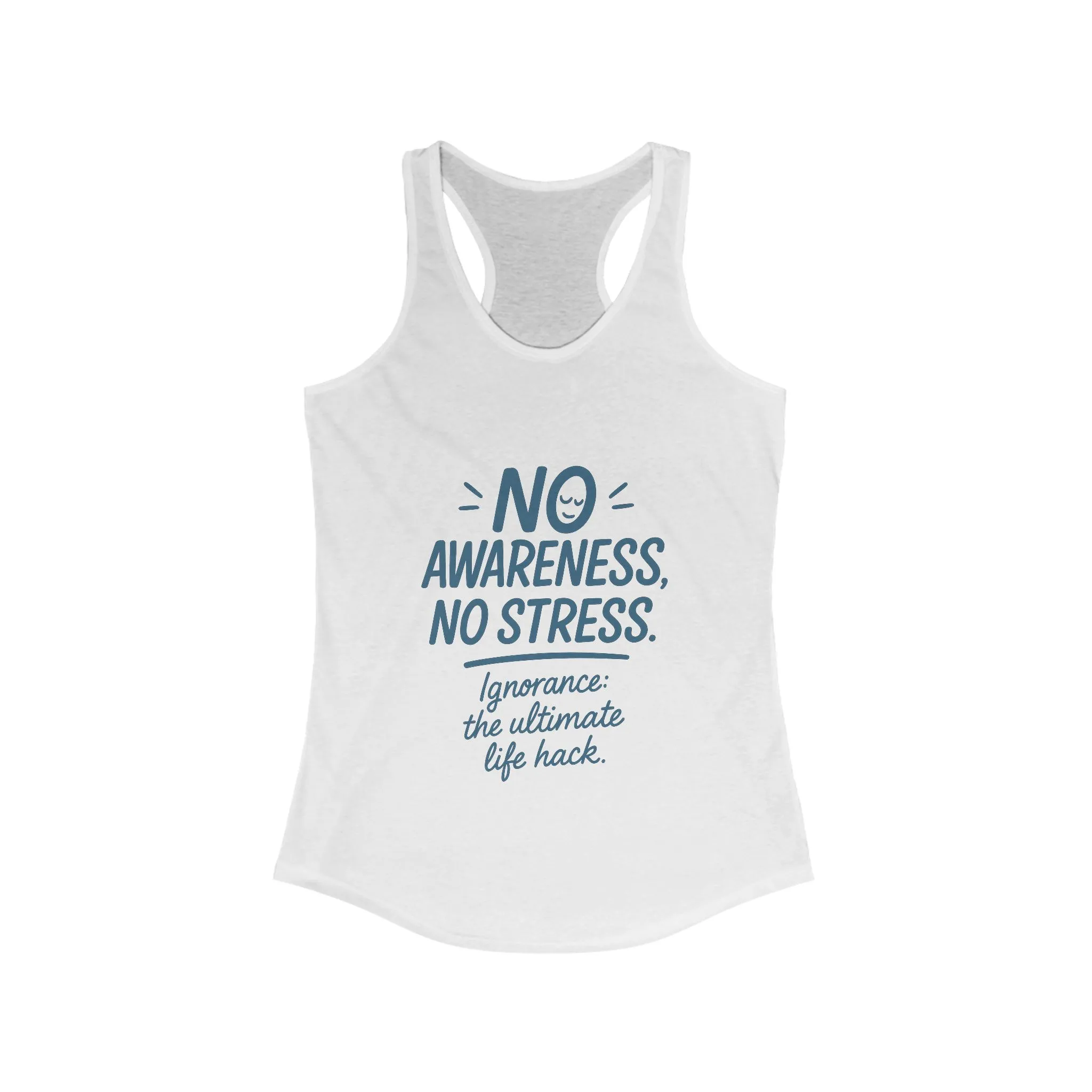 Womens No Awareness Racerback Tank Top, Funny No Stress Quote, Workout Sleeveless Shirt, Motivational Shirt, Yoga, Workout, Casual Wear - Image 3