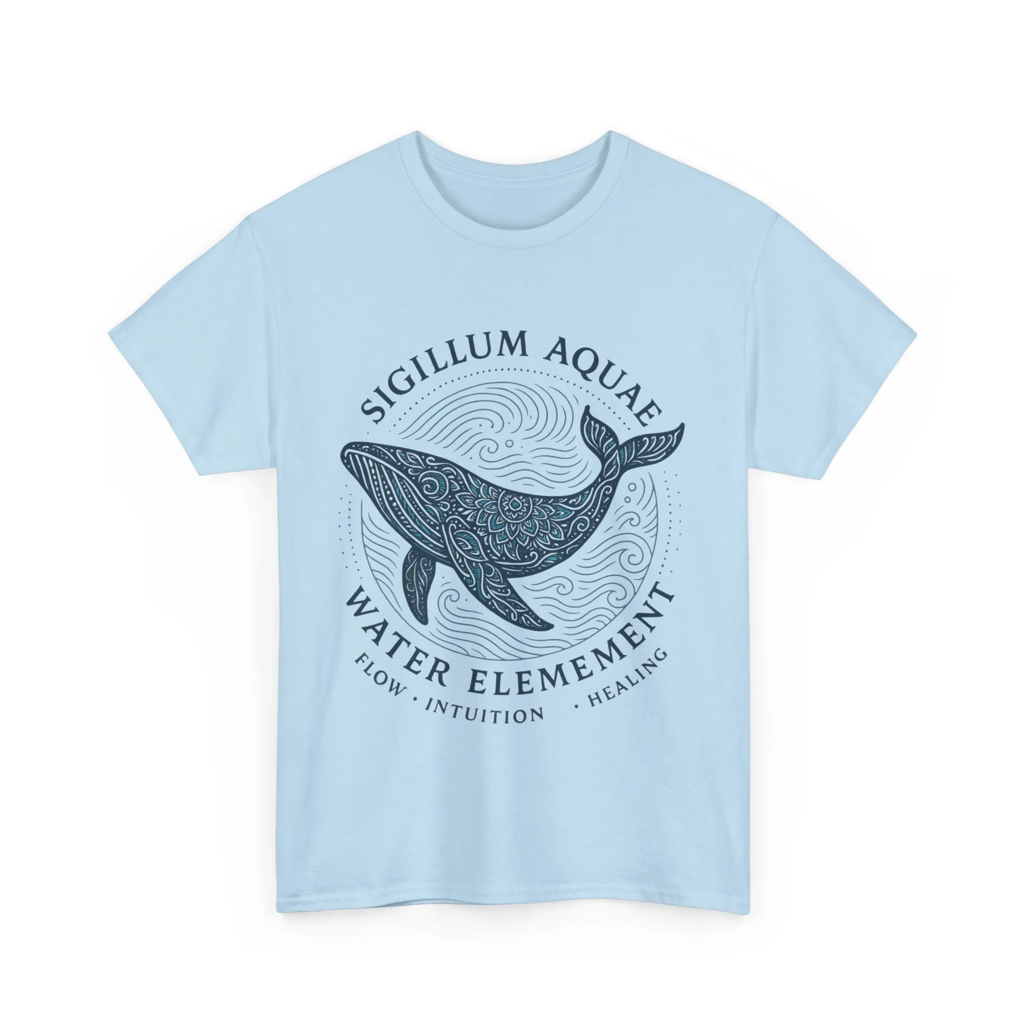 Water Element Whale Tee, Sigillum Aquae Symbol, Flow Intuition Healing, Spiritual Ocean Totem Tee, Nature Energy Shirt, Mindfulness Fashion - Image 25