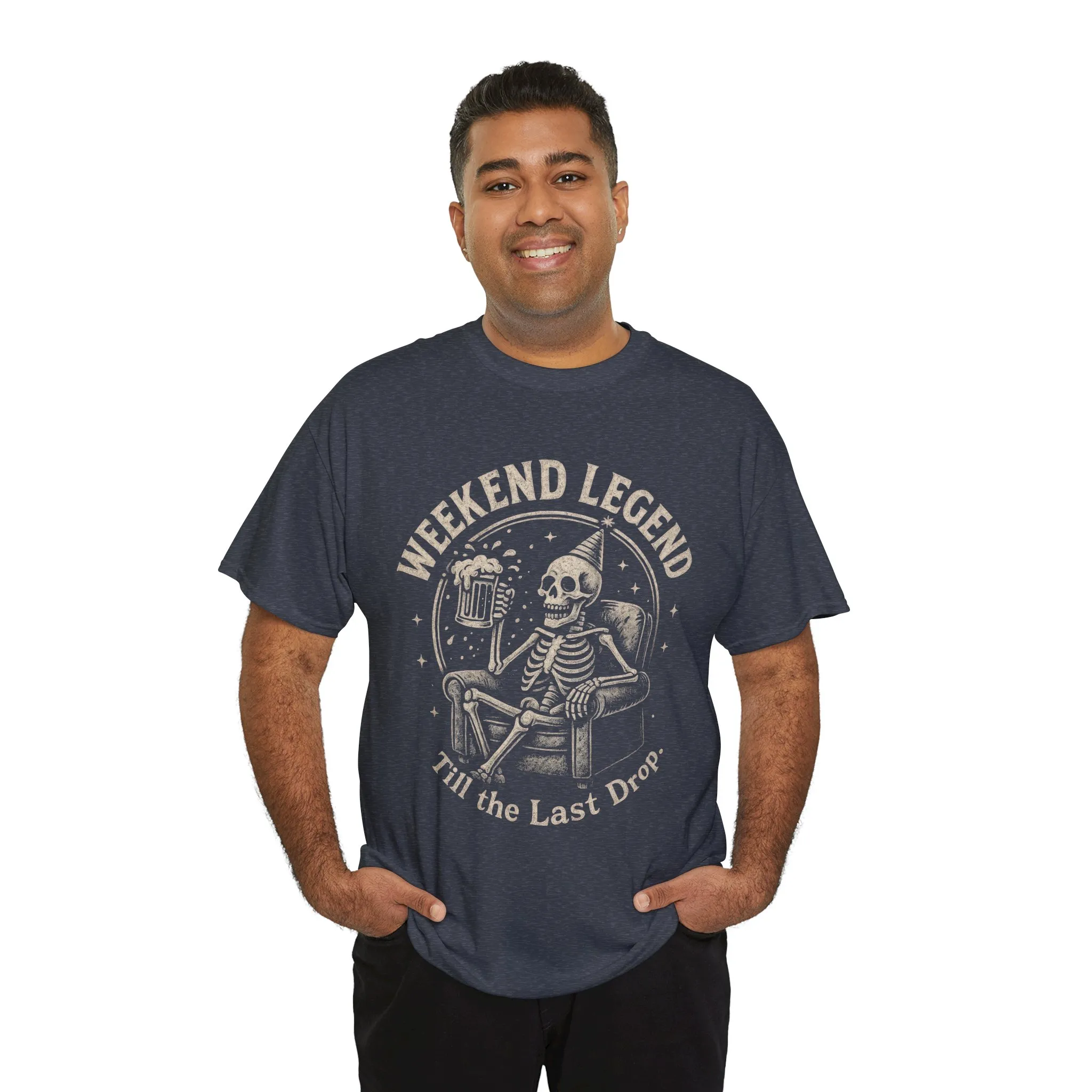 Weekend Legend Mens T-Shirt, Funny Skeleton Beer Tee, Till the Last Drop Party Shirt, Vintage Style Graphic Tee for Him, Halloween Apparel - Image 3