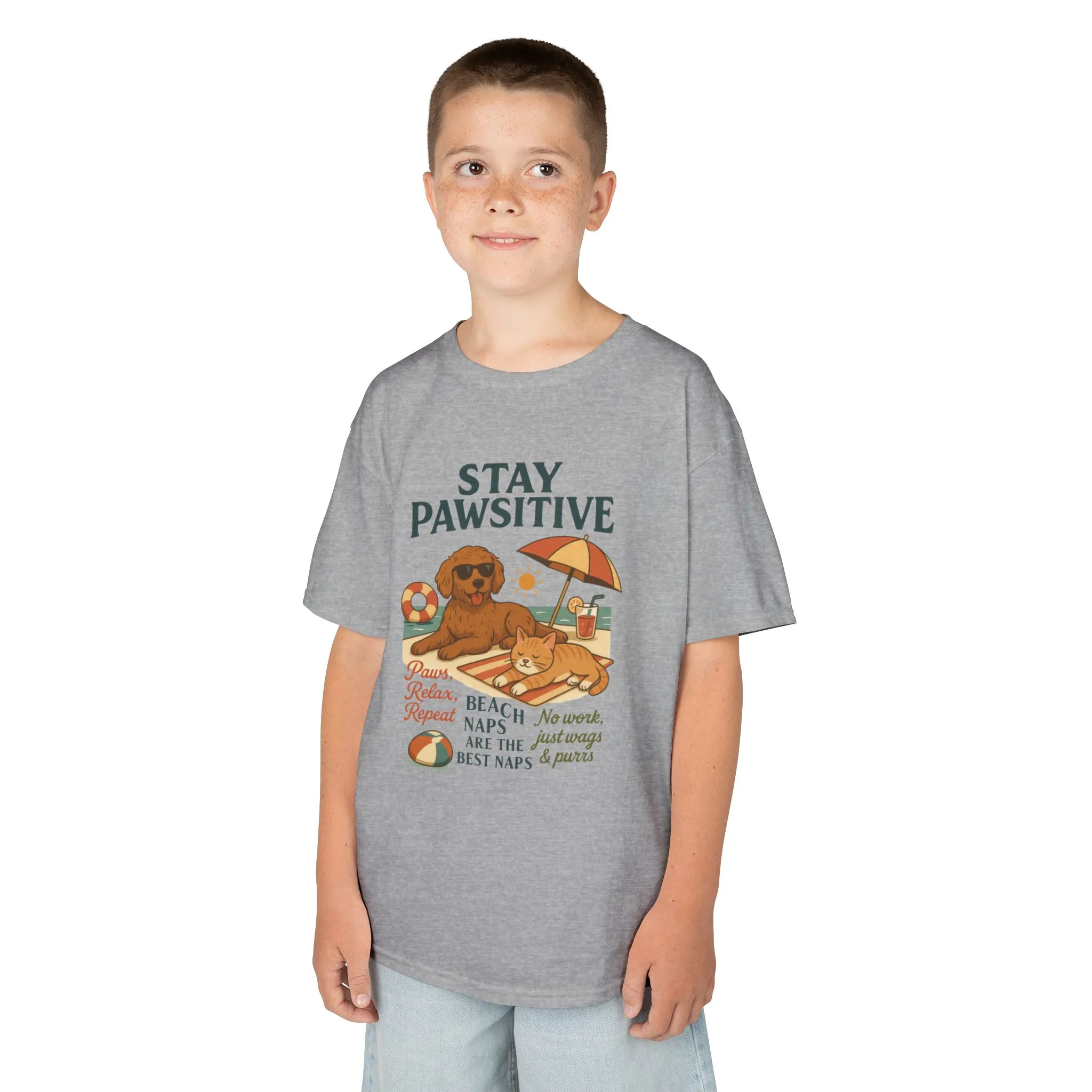 Kids Beach Vibes Tee - Stay Pawsitive, Summer Fun Shirt, Dog Lover Gift, Vacation Outfit, Beach Day Apparel - Image 12