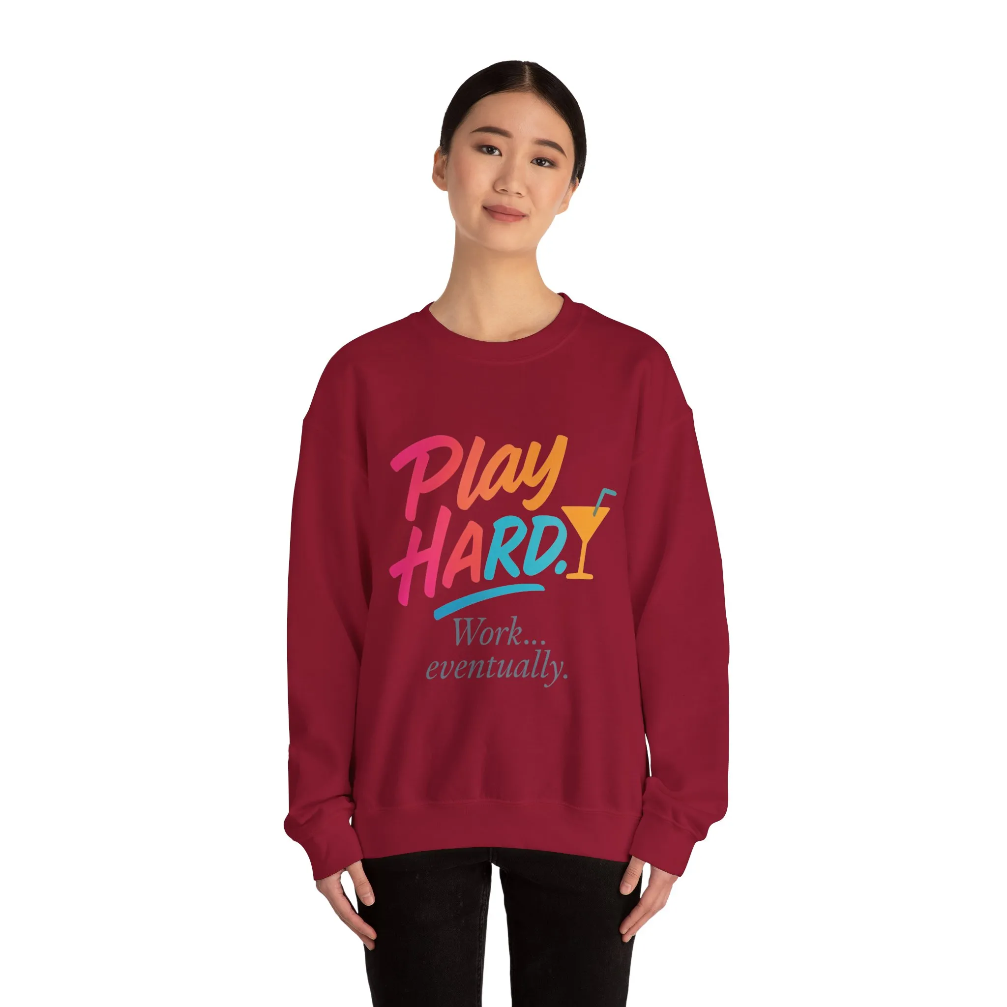 Play Hard Work Eventually Sweatshirt, Funny Cocktail Graphic Tee, Womens Party Sweatshirt, Relaxed Vacation Top, Cozy Style - Image 35