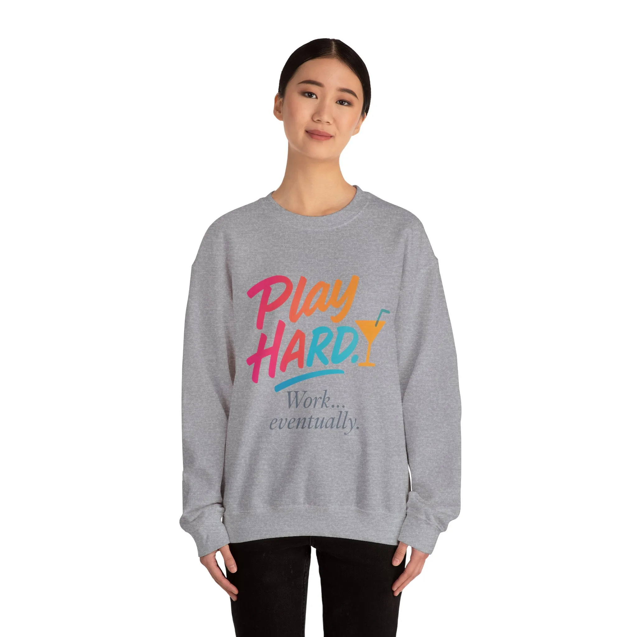 Play Hard Work Eventually Sweatshirt, Funny Cocktail Graphic Tee, Womens Party Sweatshirt, Relaxed Vacation Top, Cozy Style - Image 29