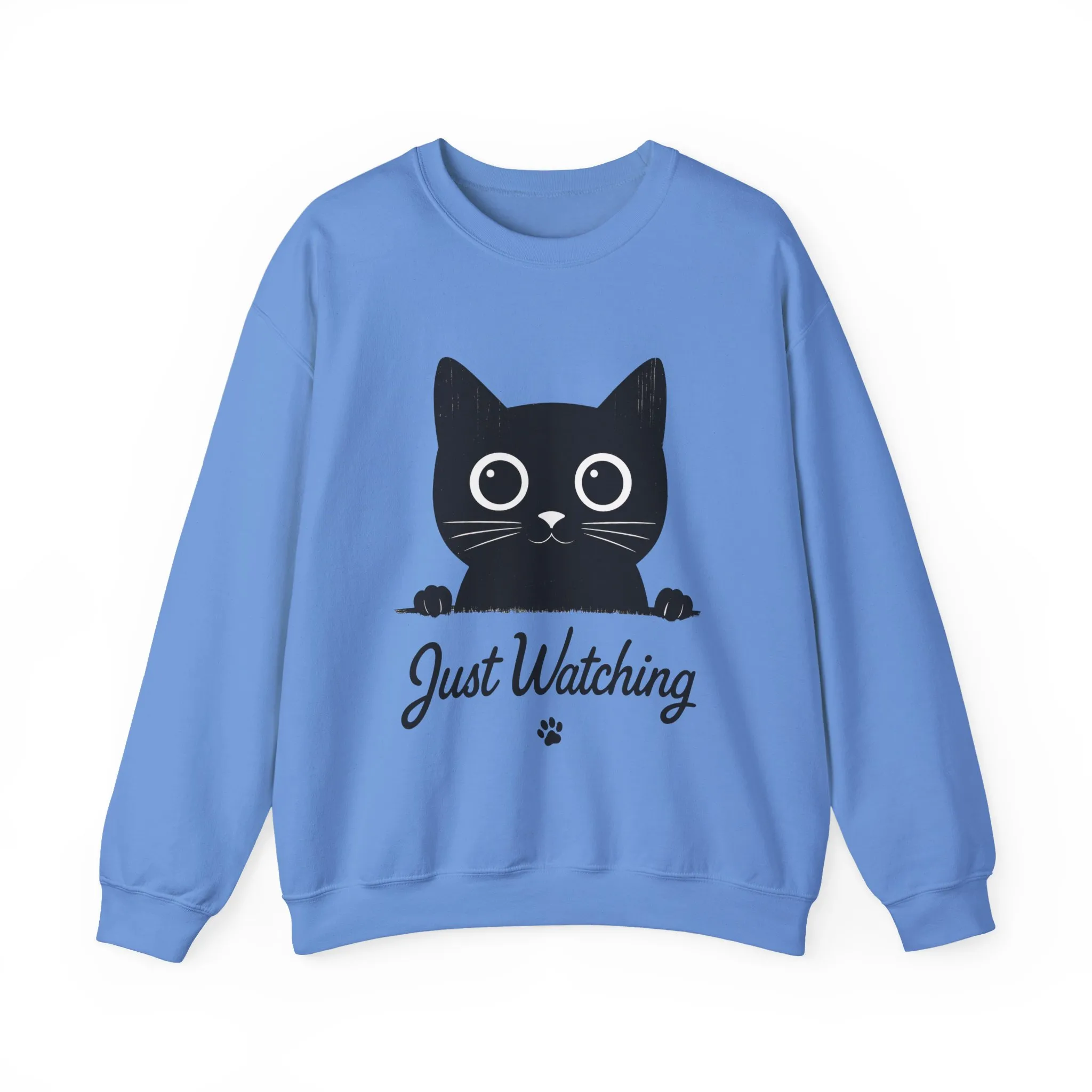 Funny Black Cat Womens Crewneck Sweatshirt - Just Watching Minimalist Kitty Pullover - Cozy Cat Lover Gift, Pet Owner Apparel - Image 13