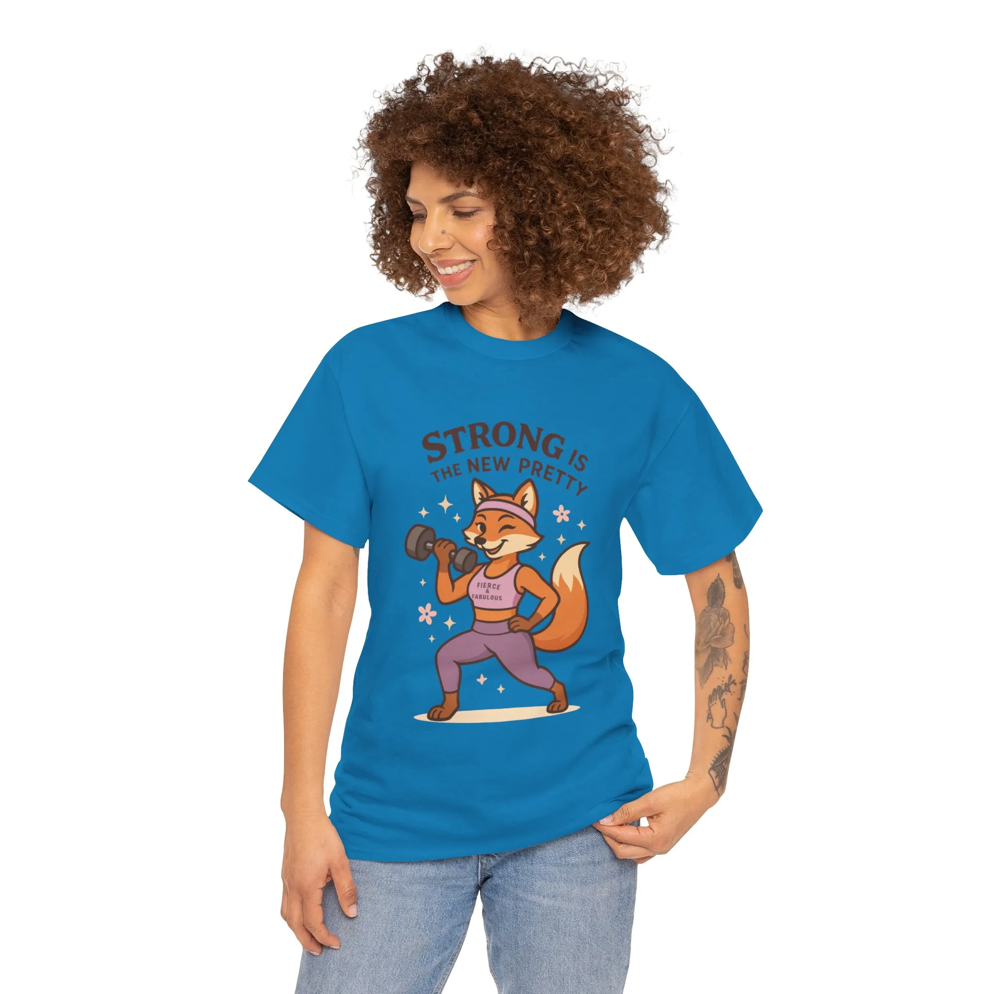 Strong is the New Pretty Womens Tee, Inspirational T-Shirt, Fitness Apparel, Gift for Her, Motivational Top, Cute Fox Design, Womens Gym T-Shirt - Image 20