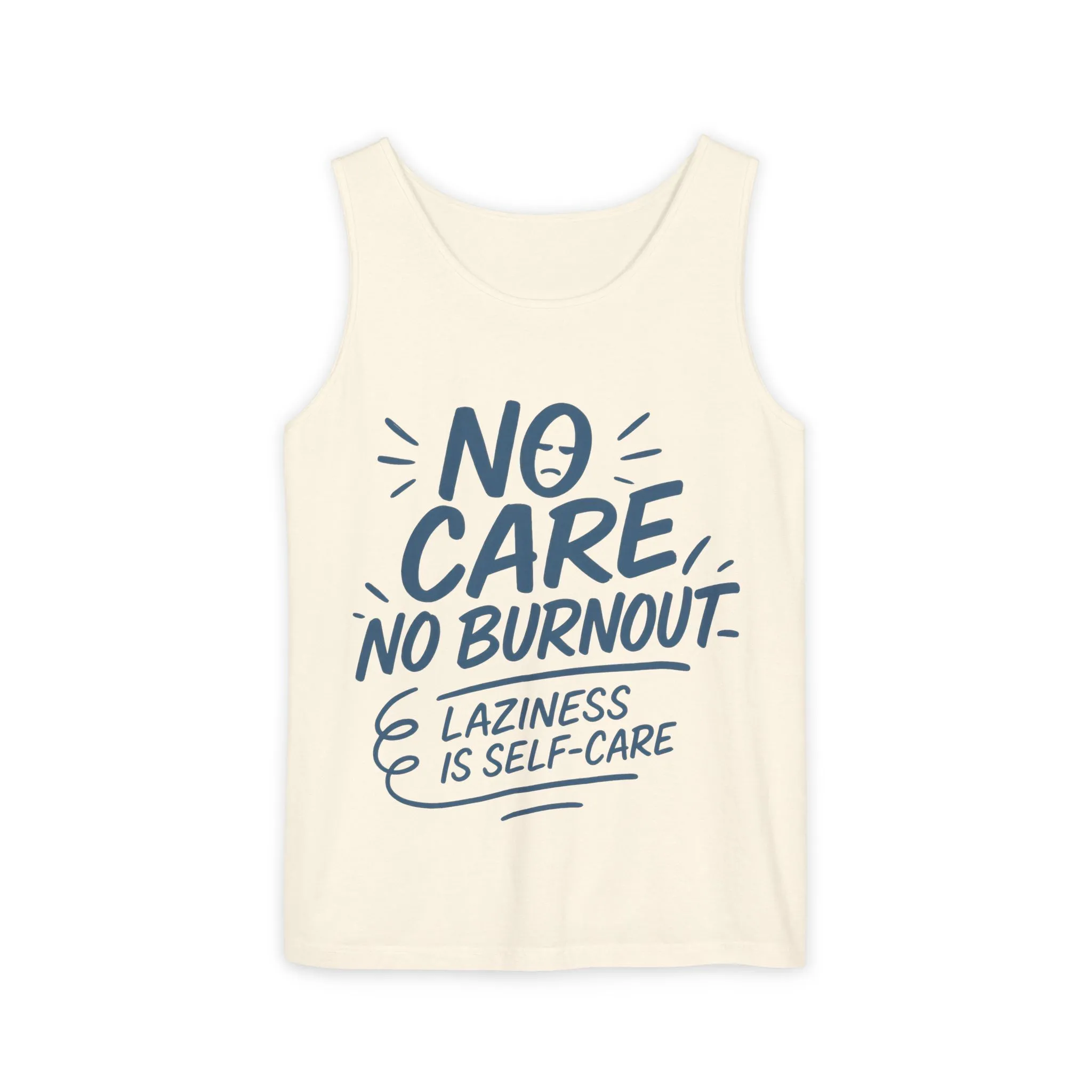 No Care No Burnout Womens Tank Top, Funny Self-Care Quote, Lazy Life Gym Workout Shirt, Casual Sleeveless Top, Relaxed Summer Apparel - Image 5