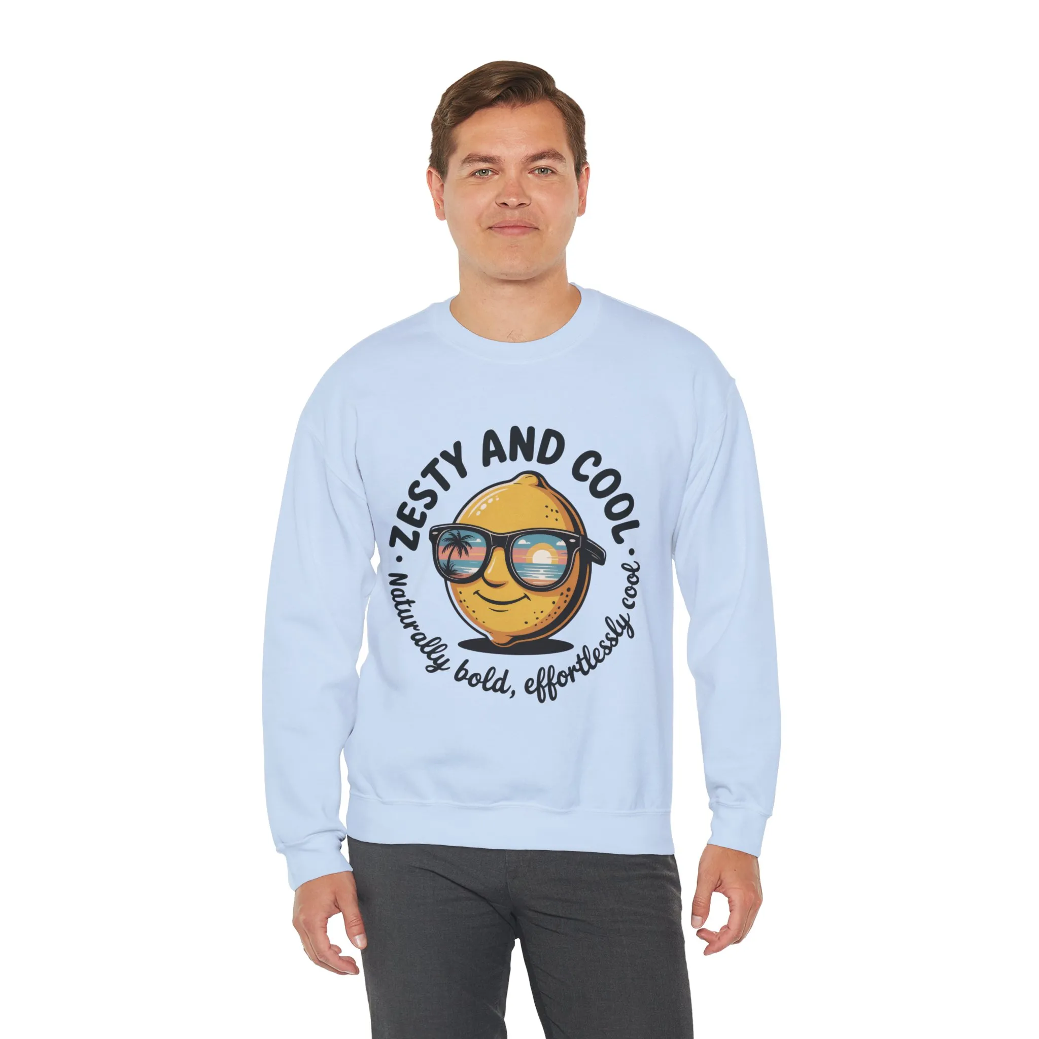 Zesty Lemon Mens Crewneck Sweatshirt - Fun Gift for Friends, Cool Casual Style, Summer Vibes, Mens Graphic Apparel, Perfect for Relaxing - Image 33