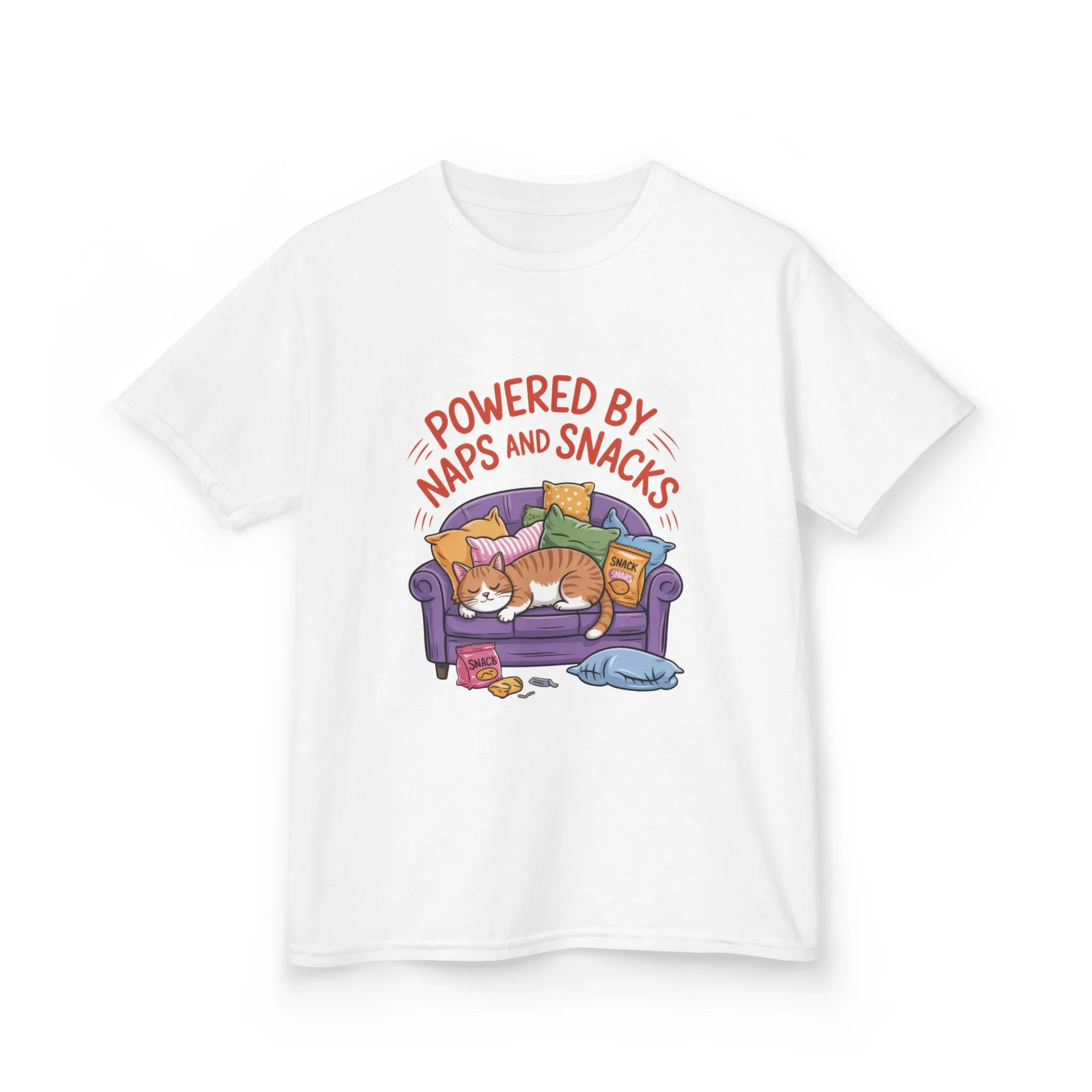 Kids Powered by Naps and Snacks Tee, Funny Kids T-Shirt, Cat Lover Gift, Birthday Present, Cute Cotton Tee, Everyday Wear - Image 3