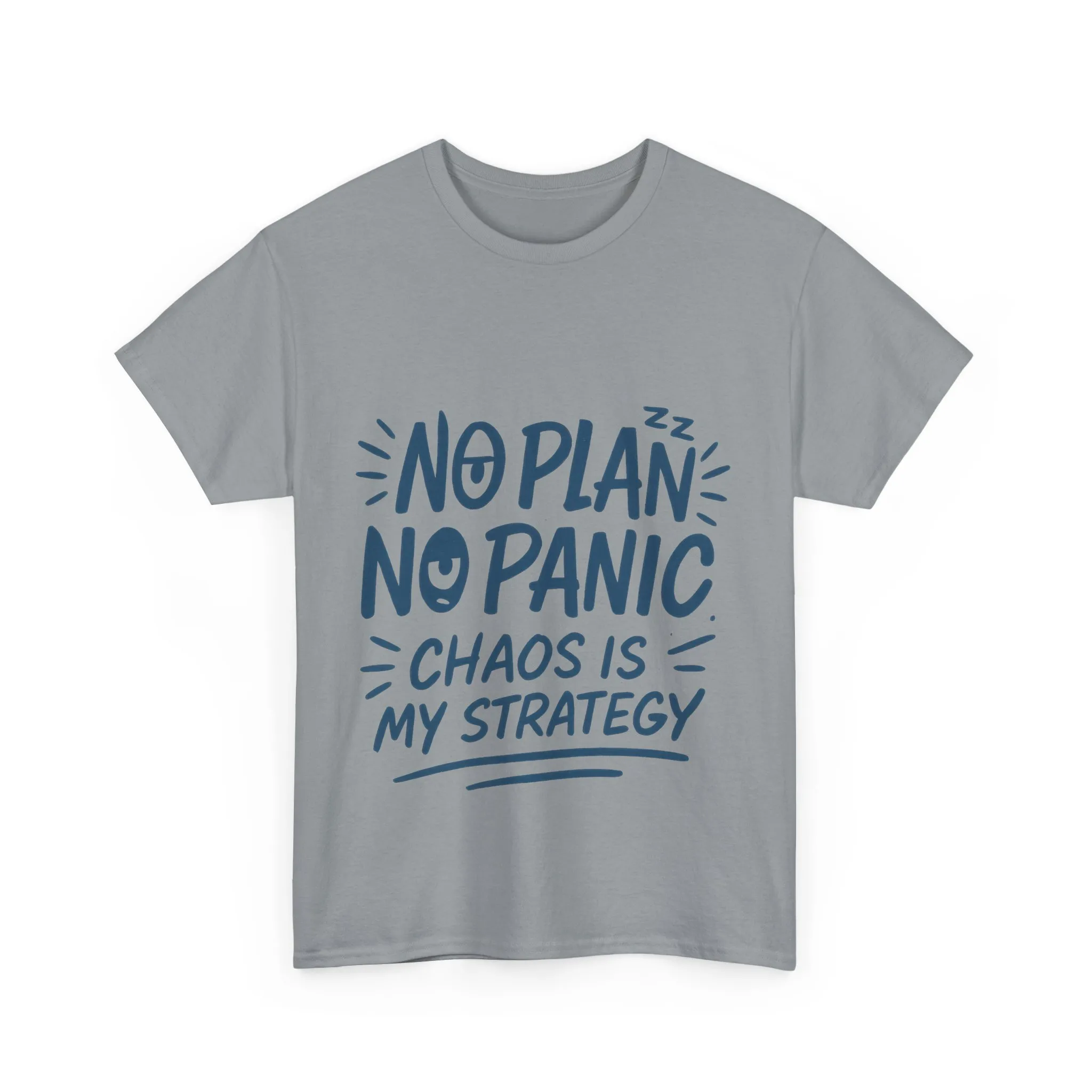 Funny Chaos Quote Mens T-Shirt, No Plan No Panic Humor Shirt, Casual Graphic Tee Gift for Him, Relaxed Fit - Image 31