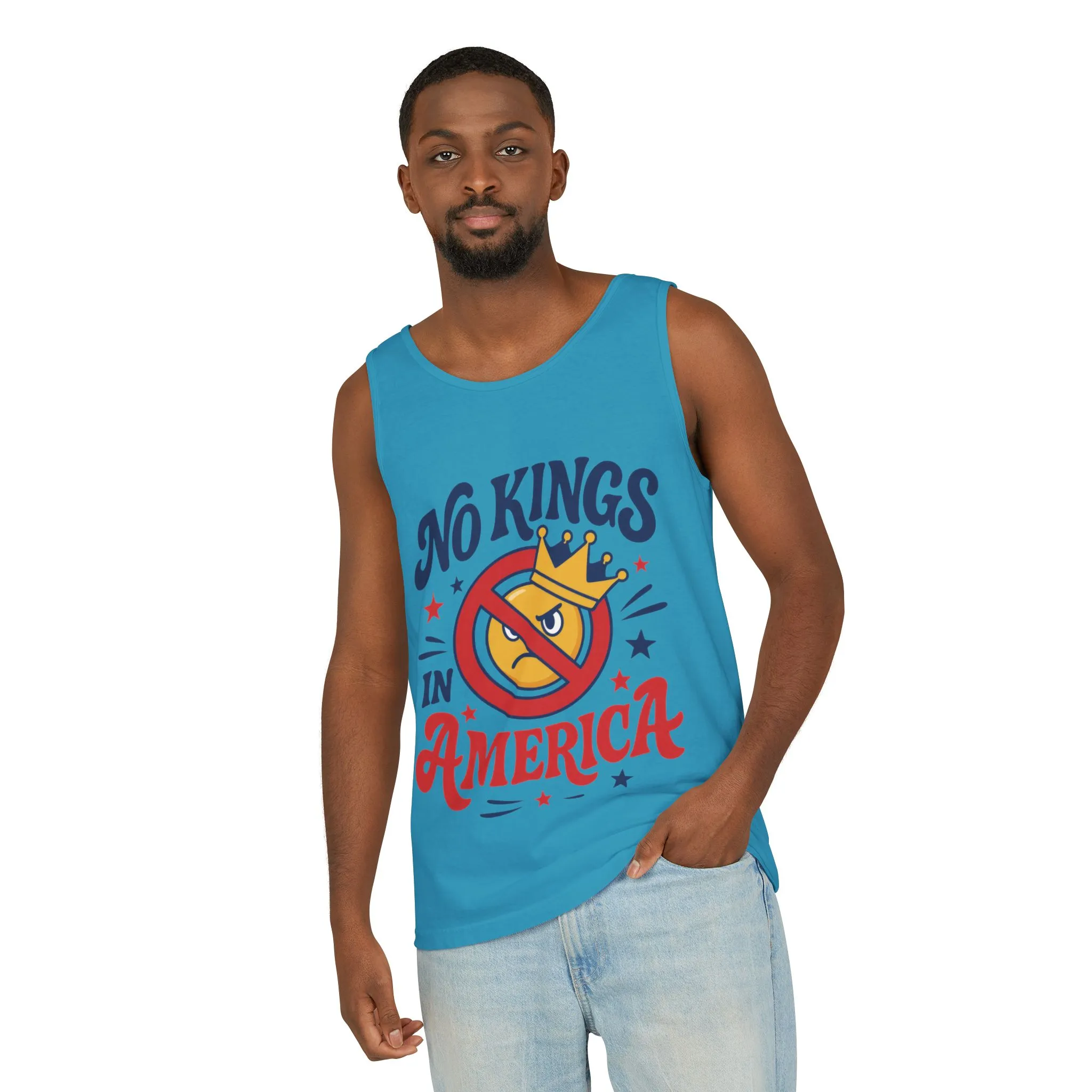 No Kings in America Tank Top - Funny Patriotic Anti Monarchy Sleeveless Shirt - USA Freedom Top, Unisex Summer Apparel, USA Independence Day - Image 15
