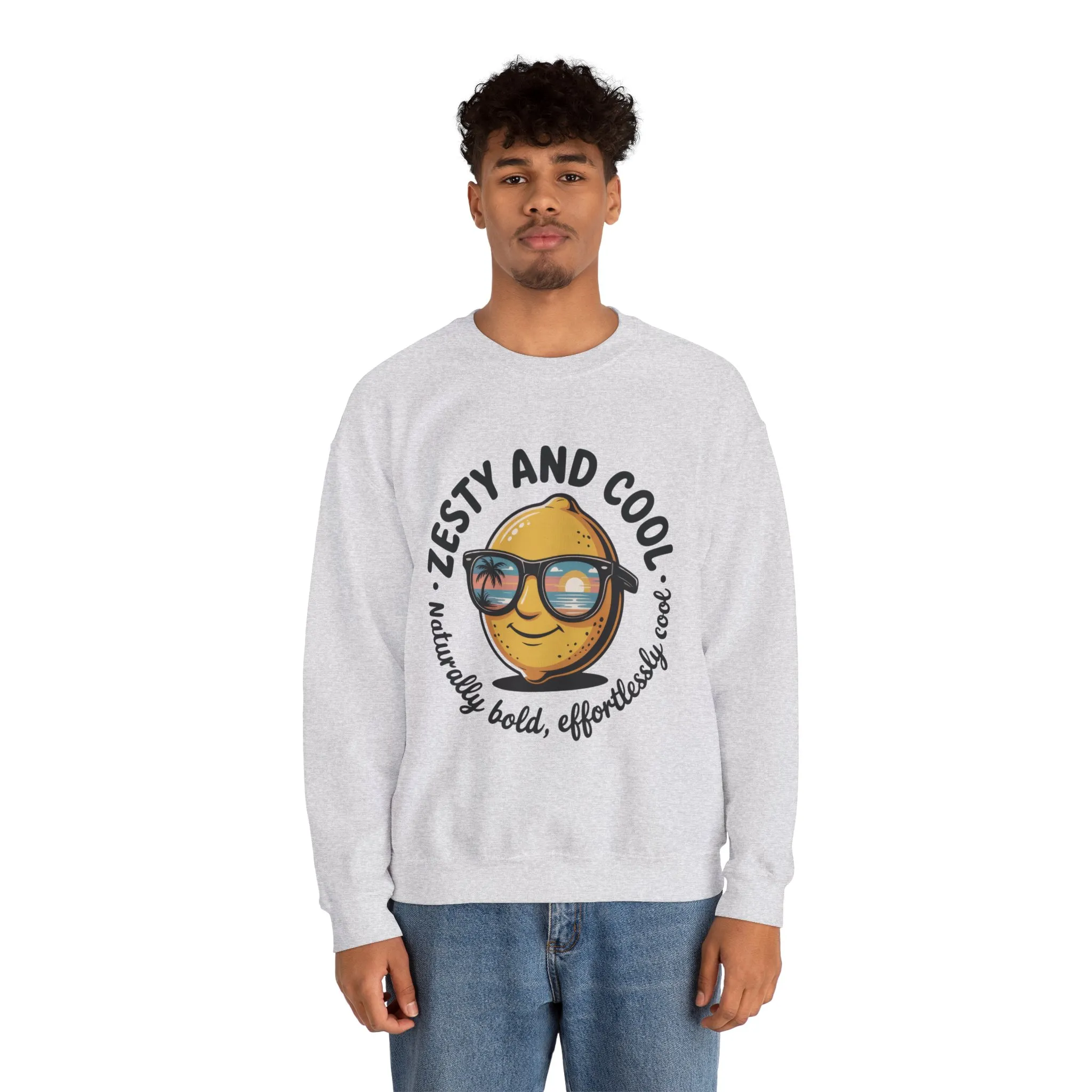 Zesty Lemon Mens Crewneck Sweatshirt - Fun Gift for Friends, Cool Casual Style, Summer Vibes, Mens Graphic Apparel, Perfect for Relaxing - Image 8