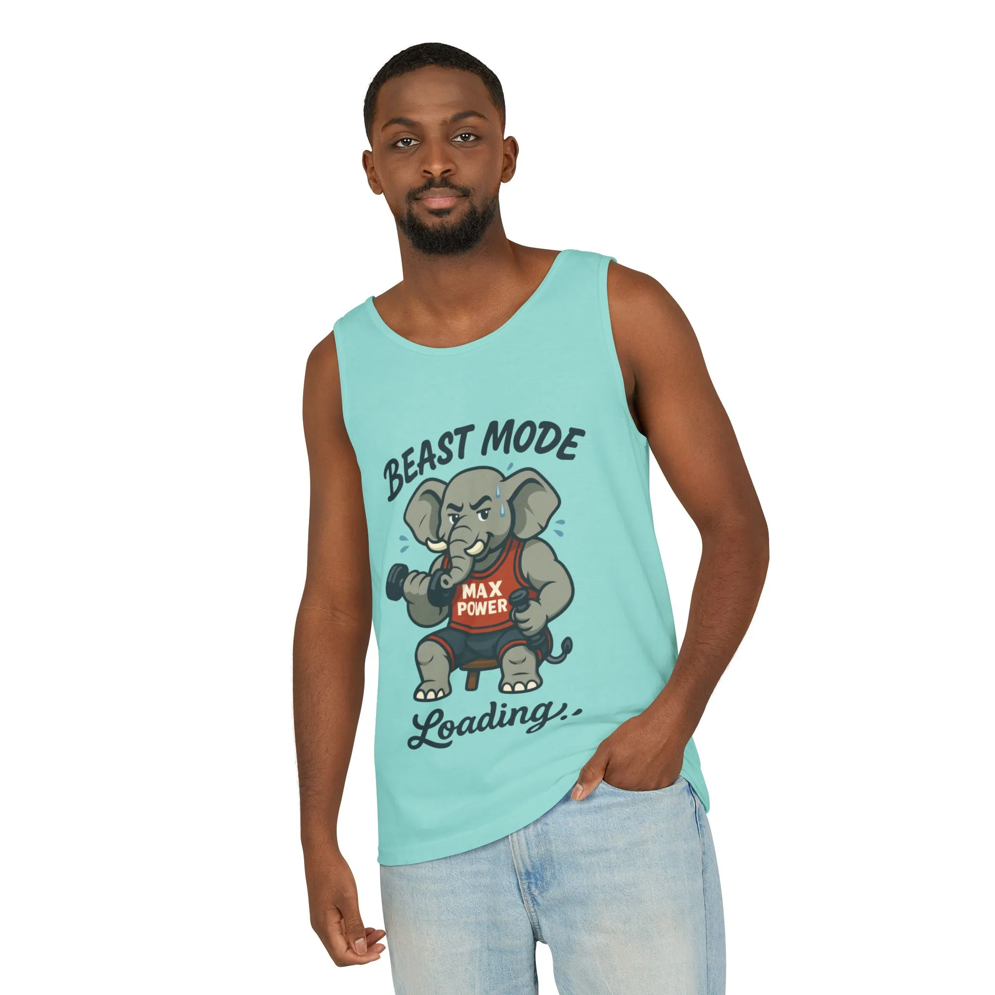 Beast Mode Elephant Gym Tank Top, Funny Workout Muscle Tank, Max Power Fitness Tank, Beast Mode Loading Mens Gym Top, Fitness Apparel - Image 10