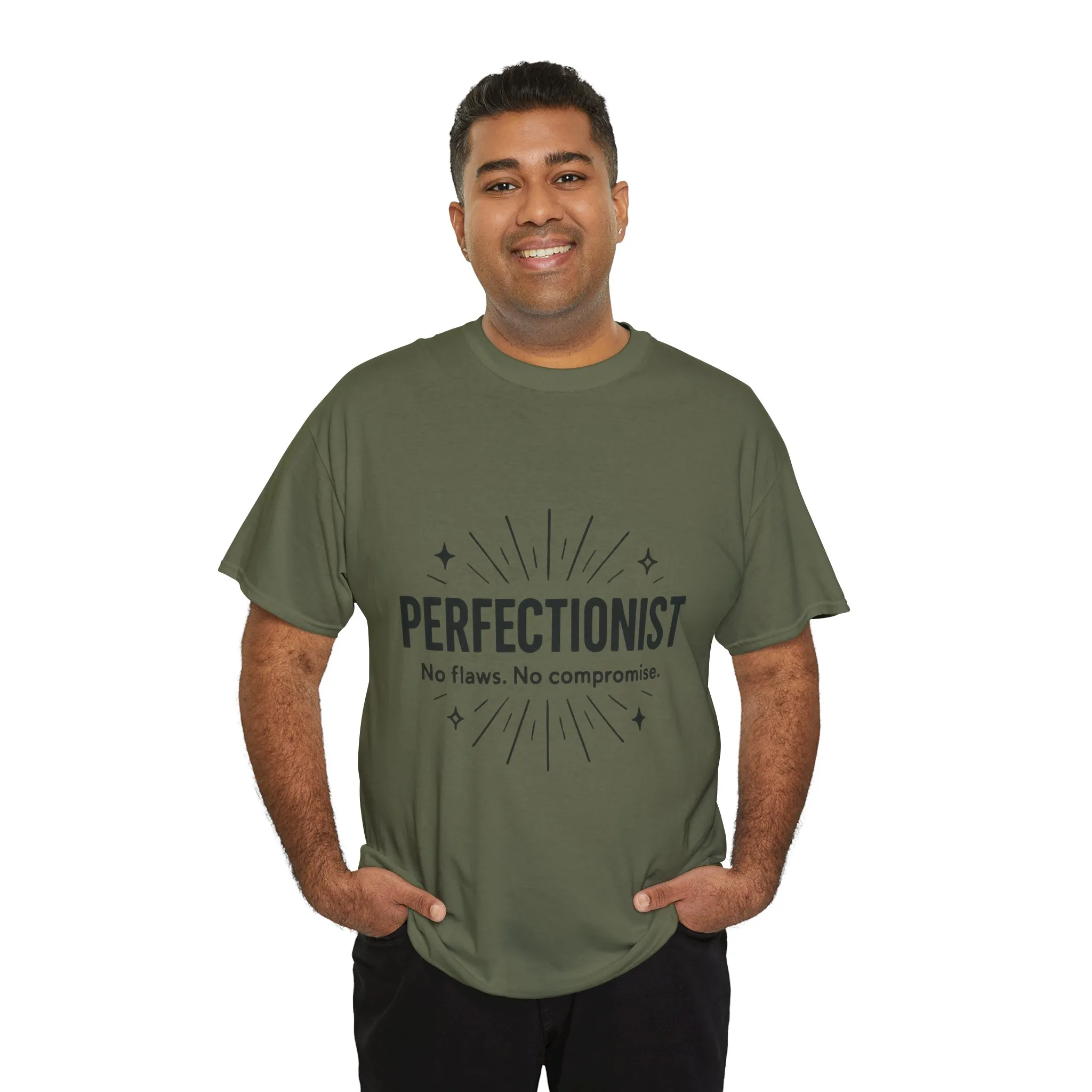 Mens Perfectionist T-Shirt, No Flaws No Compromise, Minimal Bold Graphic Tee, Gift for OCD, Clean Freak, or Detail-Oriented Men - Image 15