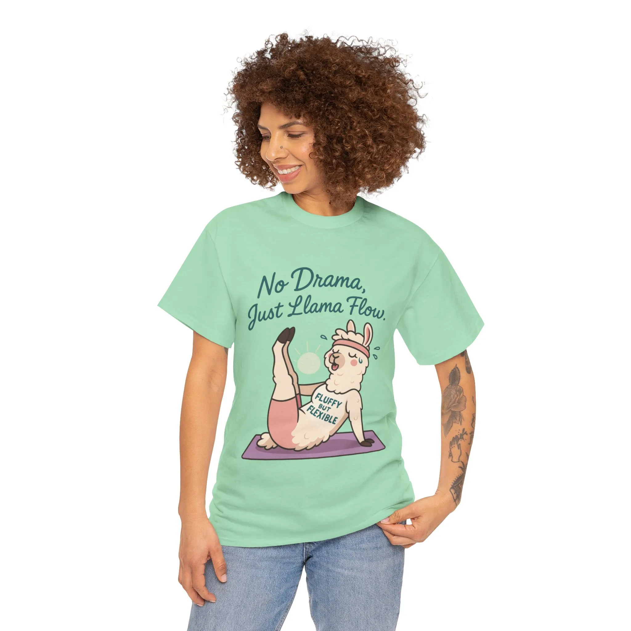 No Drama Llama Yoga Tee, Funny Yoga Llama T-Shirt for Women, Gift for Yoga Lovers, Fun Yoga T-Shirt for Animal Lovers, Humor Shirt - Image 14