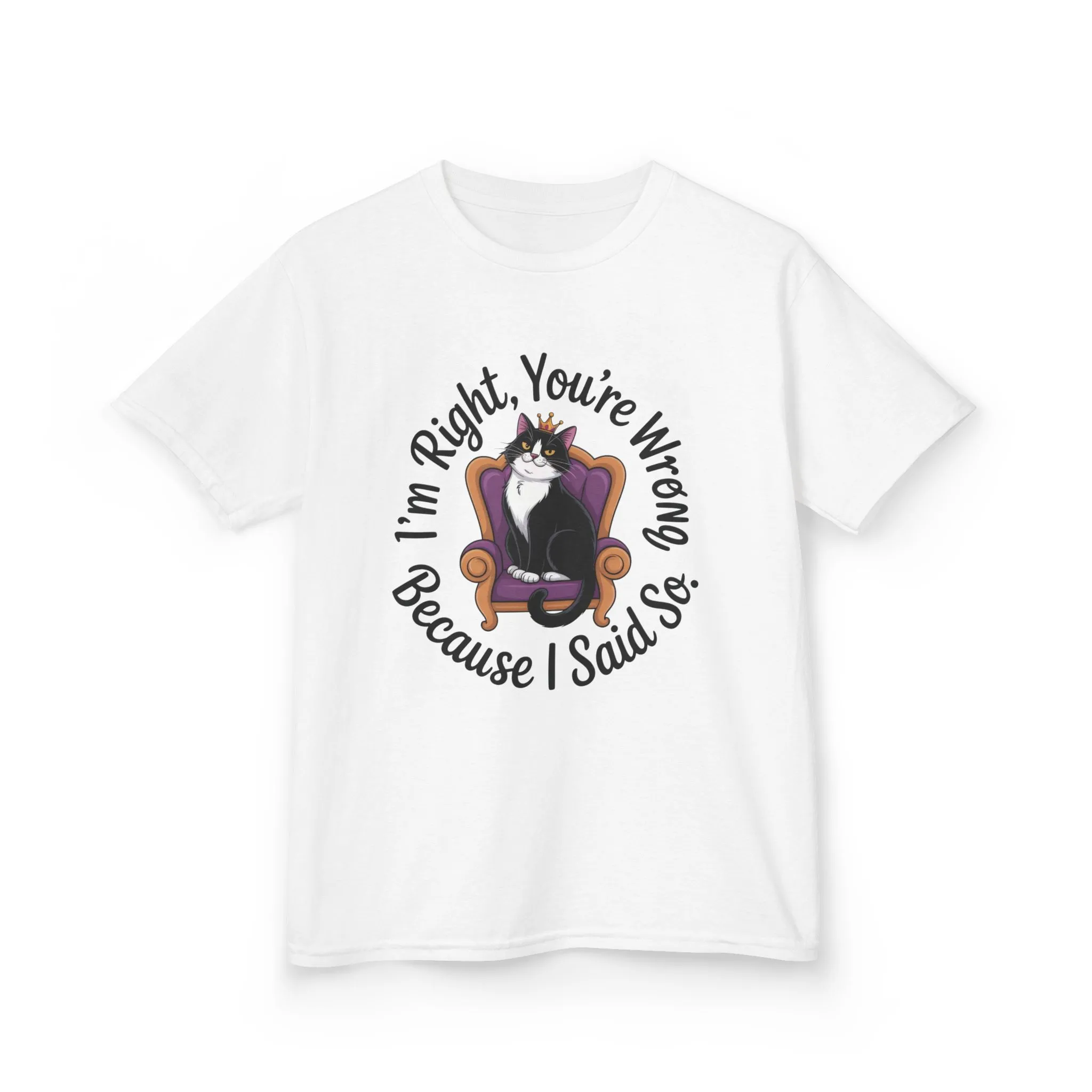Girls Funny Sassy Cat T-Shirt - I'm Right You're Wrong, Cute Gift for Cat Lovers, Humor Tee for Teens, Birthday Gift,Tee for Confident Teens - Image 2