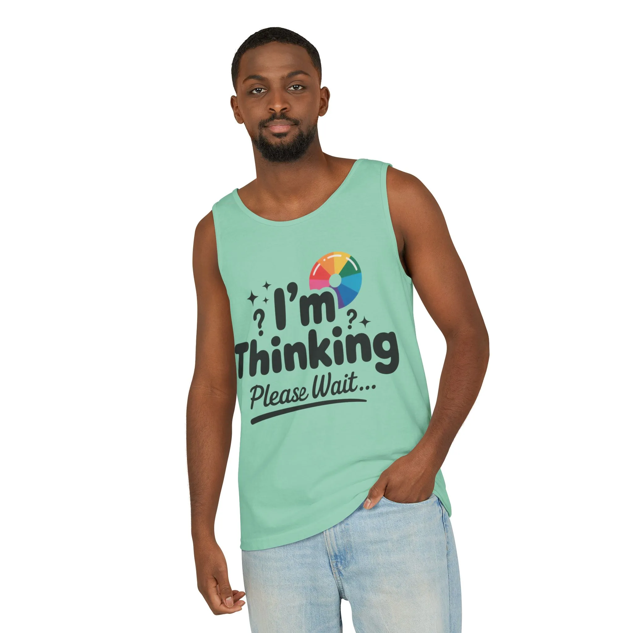 Funny - Im Thinking Please Wait - Mens Tank Top, Cute Geeky Gift for Introverts, Programmers, Designers, Fun Humor Shirt, Gift for Adults - Image 8