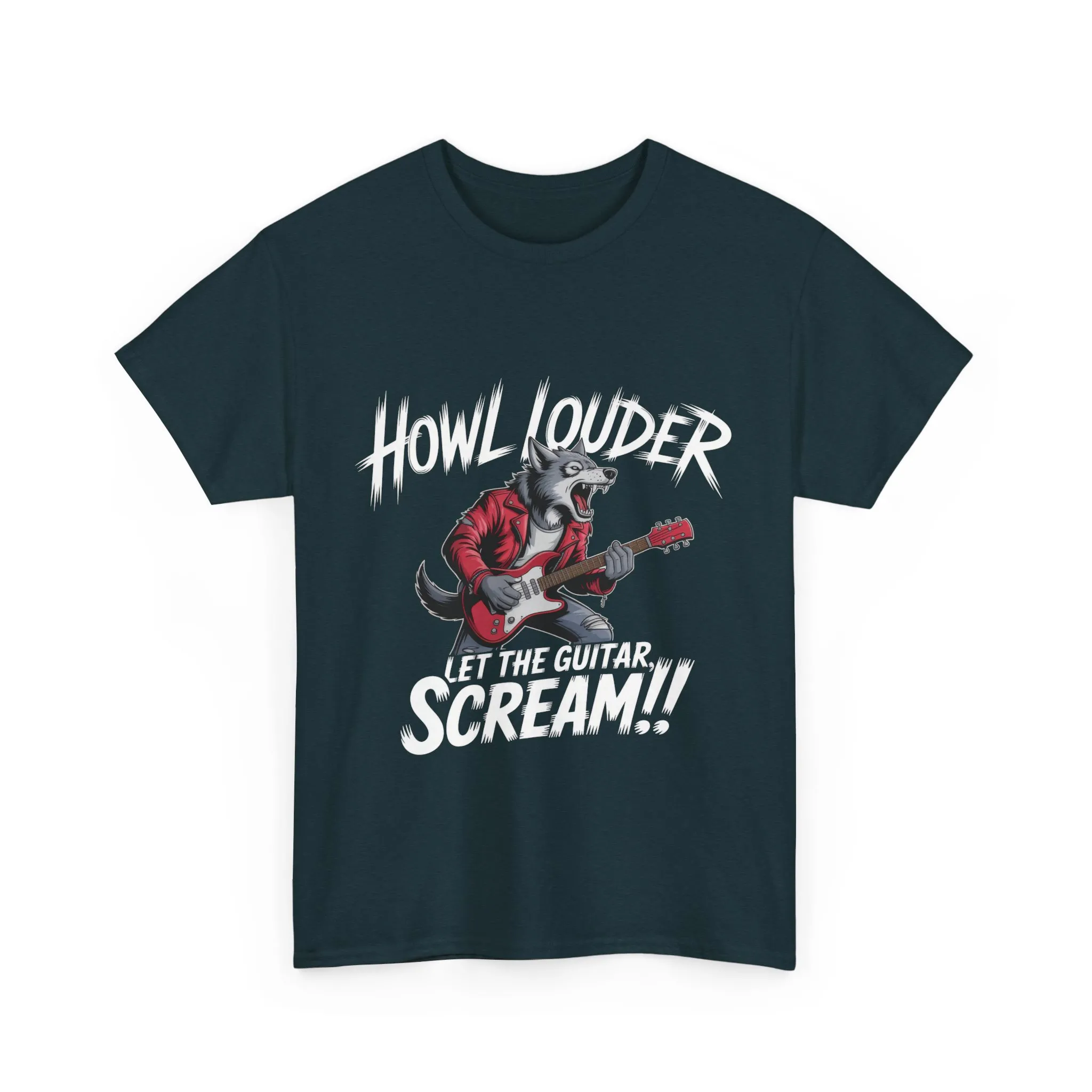 Rockin Wolf Unisex Tee, Perfect for Music Lovers, Music Lover Graphic T-Shirt, Cool Guitarist Wolf Design, Rock Wolf Electric Guitar Tee - Image 10