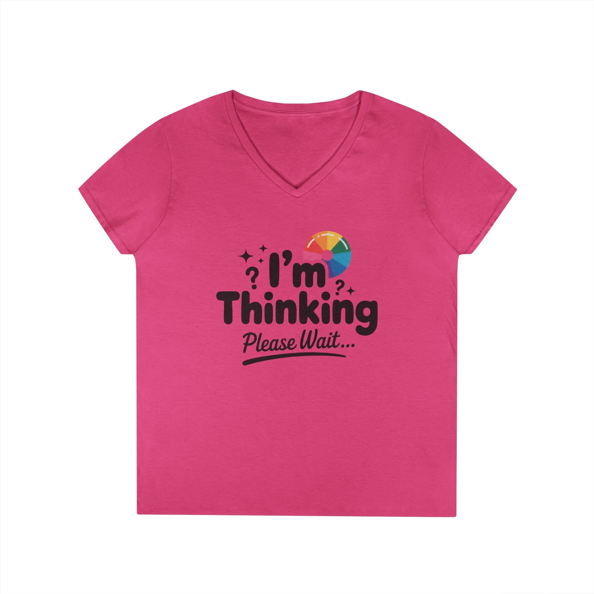 Funny - Im Thinking Please Wait - V-Neck T-Shirt for Women, Cute Geeky Gift for Introverts, Programmers, Designers, Fun Humor Shirt - Image 22