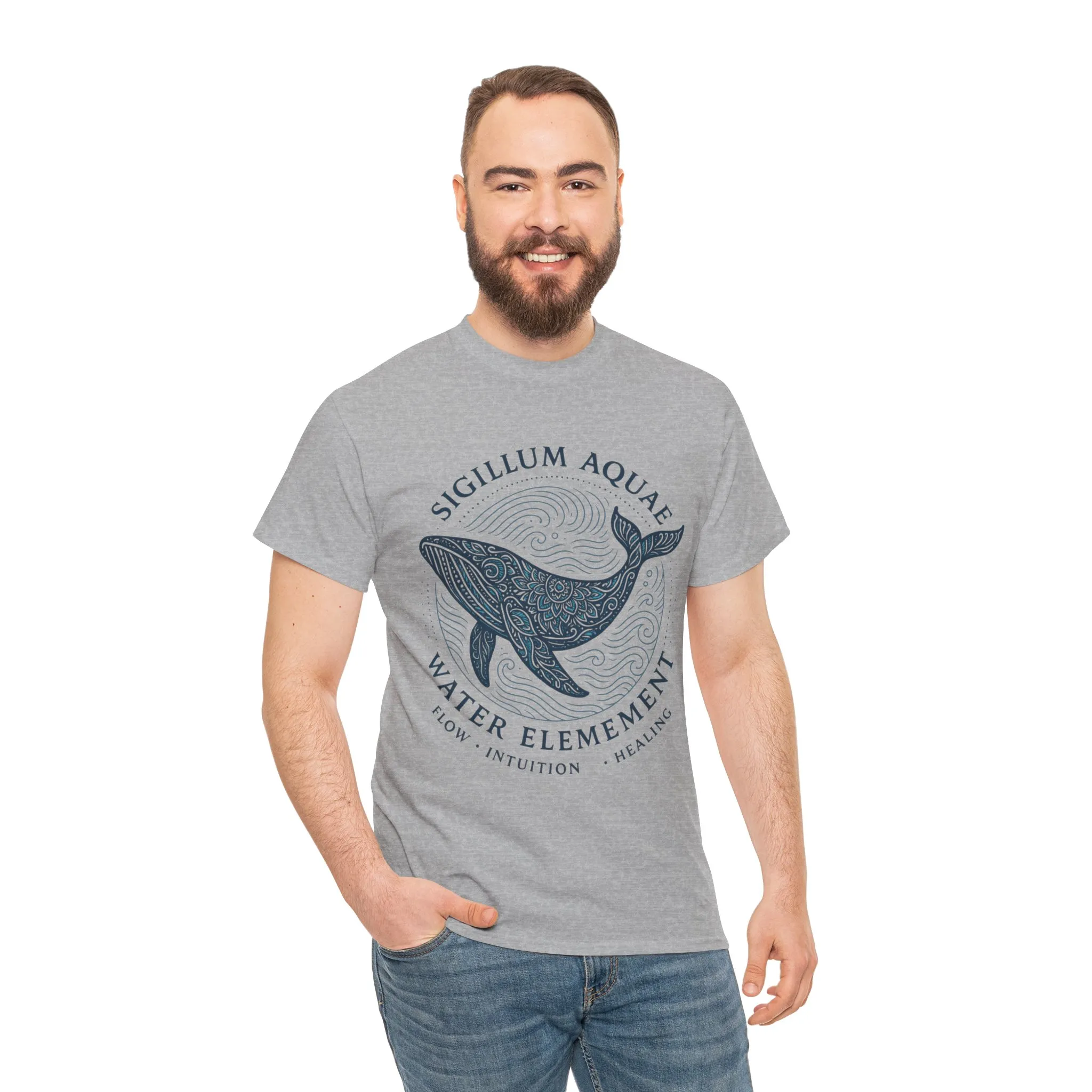Water Element Whale Tee, Sigillum Aquae Symbol, Flow Intuition Healing, Spiritual Ocean Totem Tee, Nature Energy Shirt, Mindfulness Fashion - Image 11
