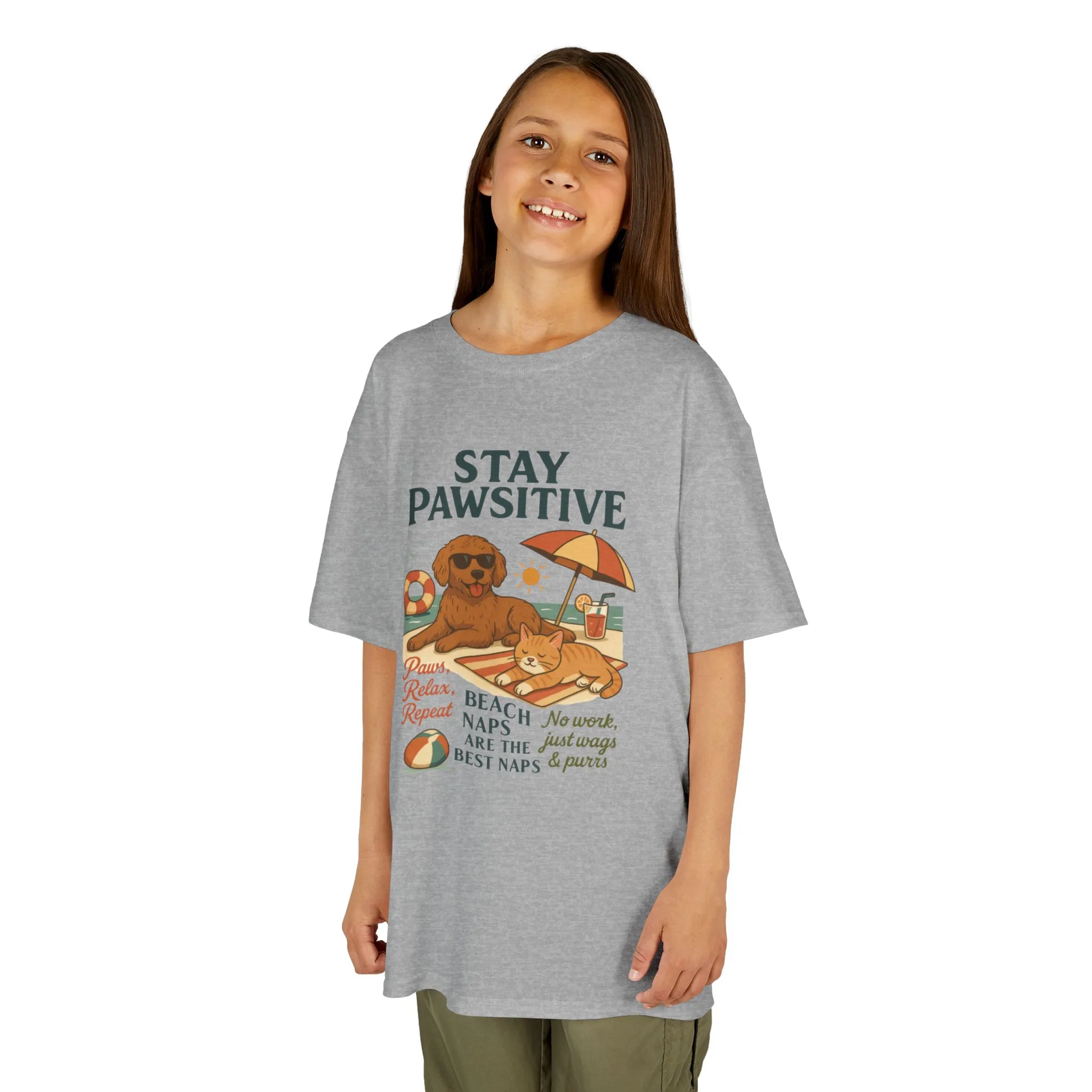 Kids Beach Vibes Tee - Stay Pawsitive, Summer Fun Shirt, Dog Lover Gift, Vacation Outfit, Beach Day Apparel - Image 11