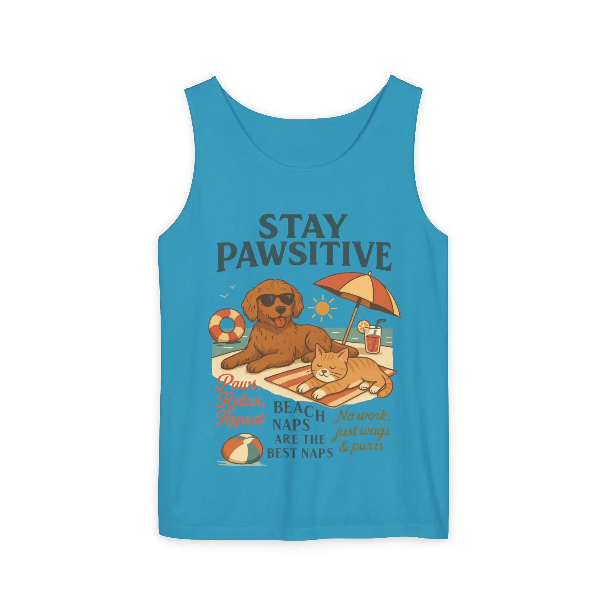 Stay Pawsitive Womens Tank, Cute Dog & Cat Beach Tee, Summer Pet Lover Tee, Animal Graphic Heavy Cotton Tee, Fun Pet Lovers Gift, Summer Top - Image 23