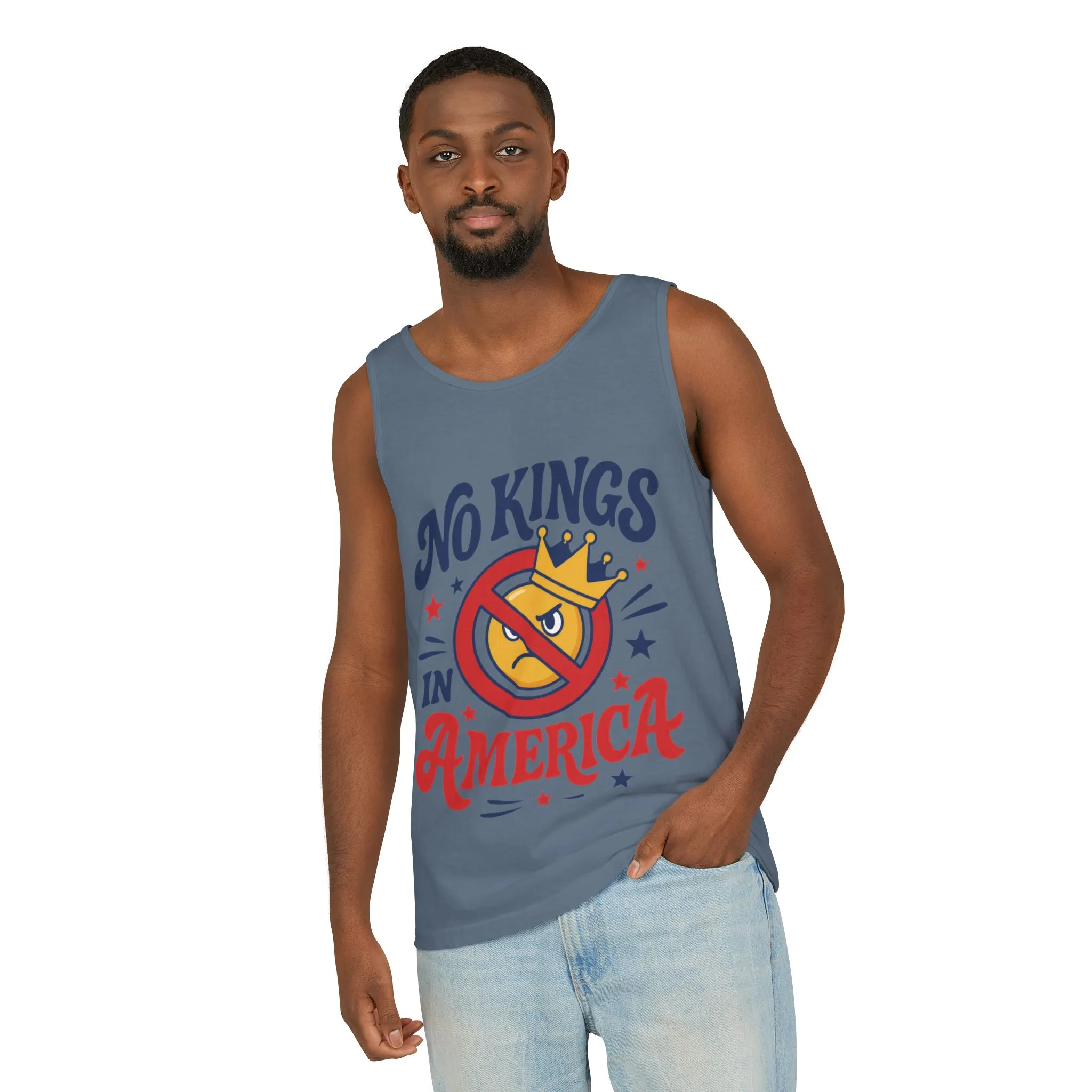 No Kings in America Tank Top - Funny Patriotic Anti Monarchy Sleeveless Shirt - USA Freedom Top, Unisex Summer Apparel, USA Independence Day - Image 18