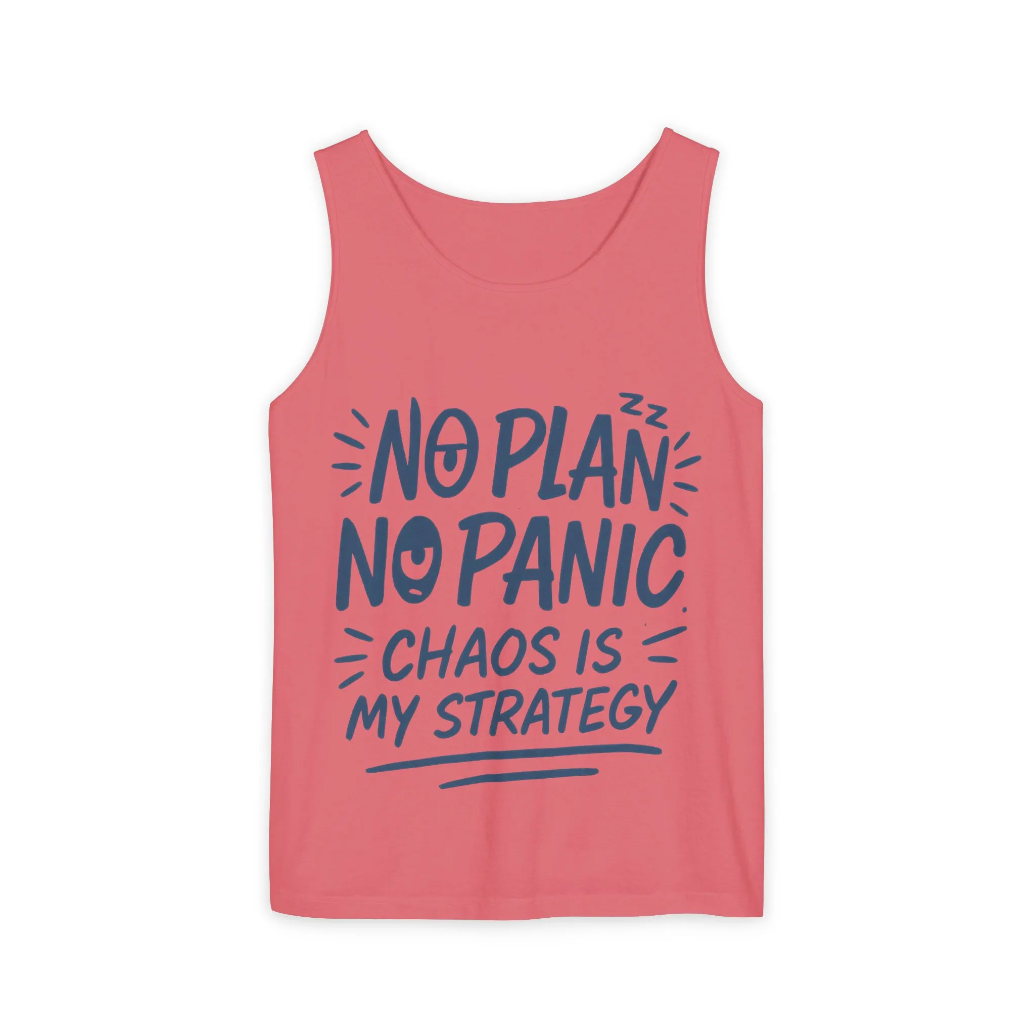 Funny Women's Tank, Chaos Strategy T-Shirt, No Plan No Panic Quote Shirt, Cute Tee for Women, Humorous Gift Idea, Casual Relaxed Fit Top - Image 29