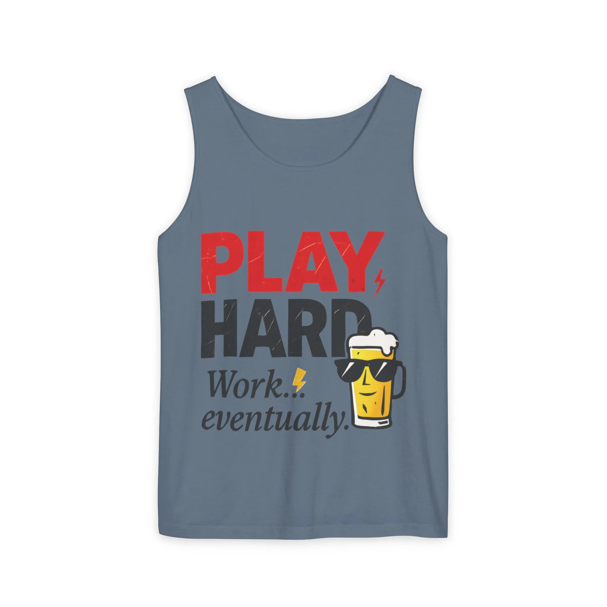 Casual Tank Top with Play Hard Print, Fun Summer Apparel, Gift for Dad or Friends, Beach Wear, Workout Top, Party Attire - Image 19