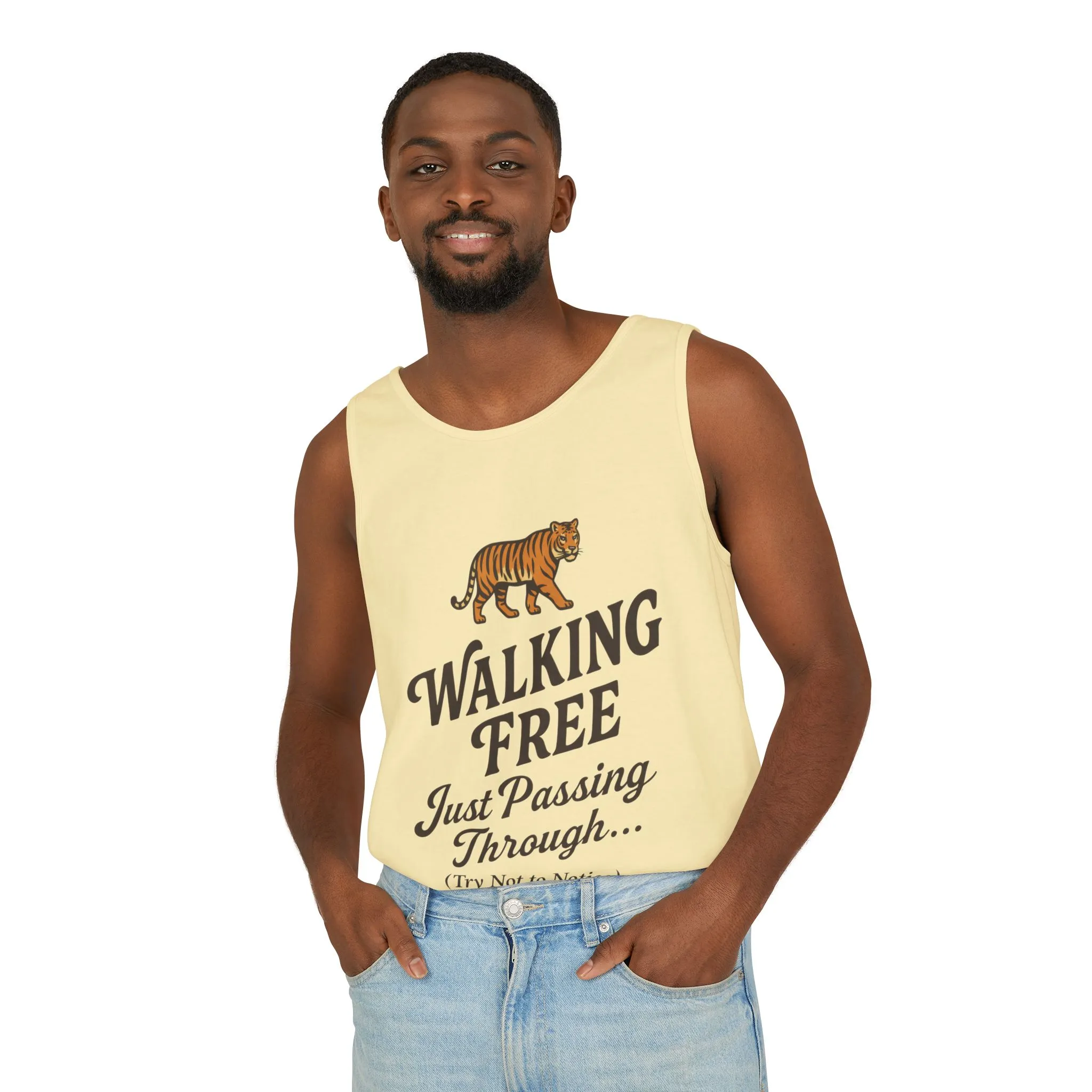 Walking Free Mens Tiger Tank Top, Funny Sleeveless Shirt - Wild Animal Summer Top, Mens Beachwear, Gift for Wild Life Lovers - Image 6