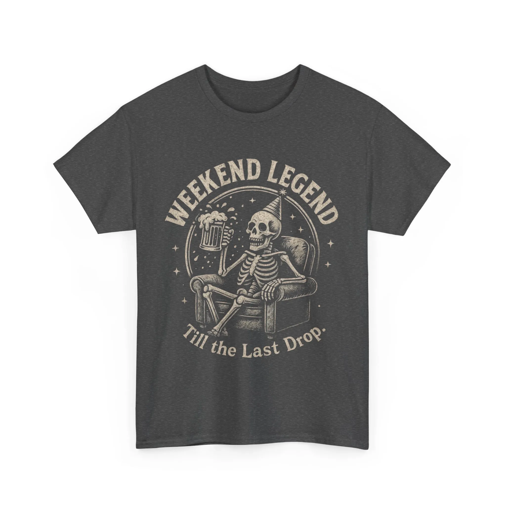Weekend Legend Mens T-Shirt, Funny Skeleton Beer Tee, Till the Last Drop Party Shirt, Vintage Style Graphic Tee for Him, Halloween Apparel - Image 10